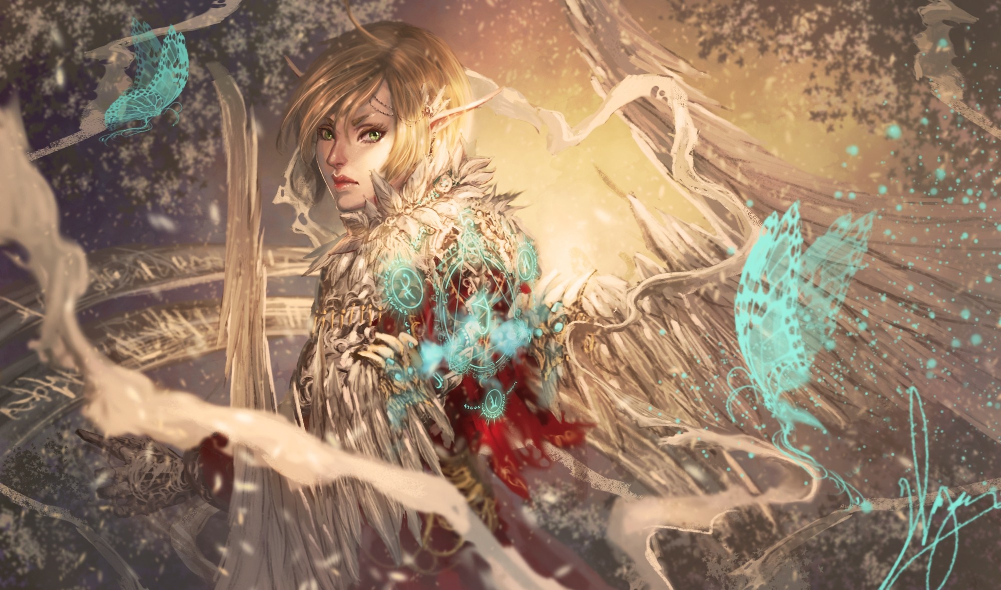 Fantasy battle painting with knights and castles HD Wallpaper