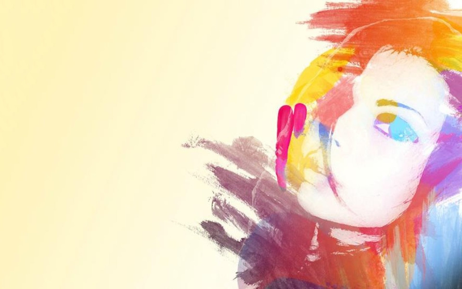 Abstract painting of a woman's face with colorful brushstrokes HD Wallpaper