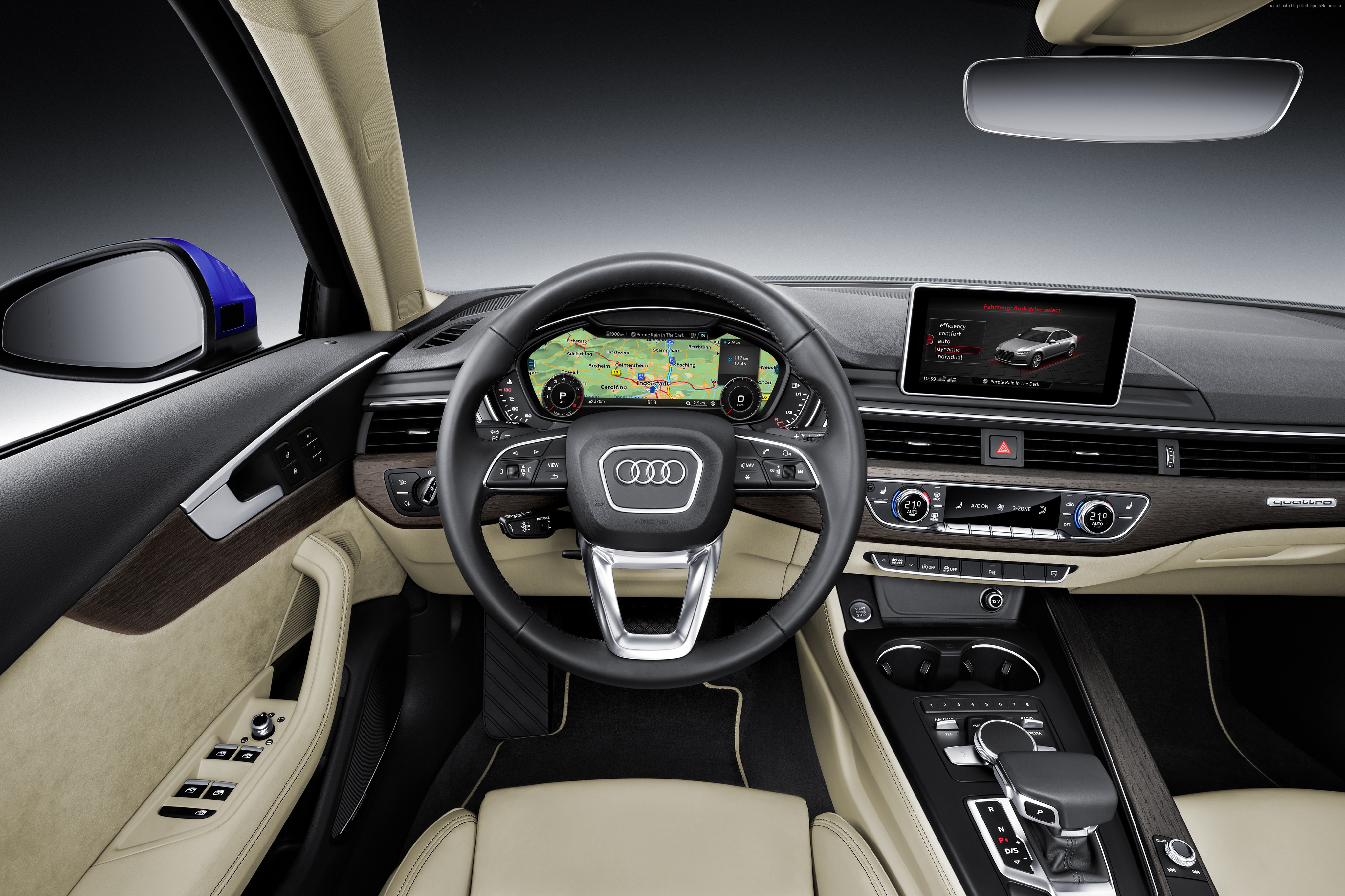 Interior of an Audi A4 at Frankfurt 2015 HD Wallpaper