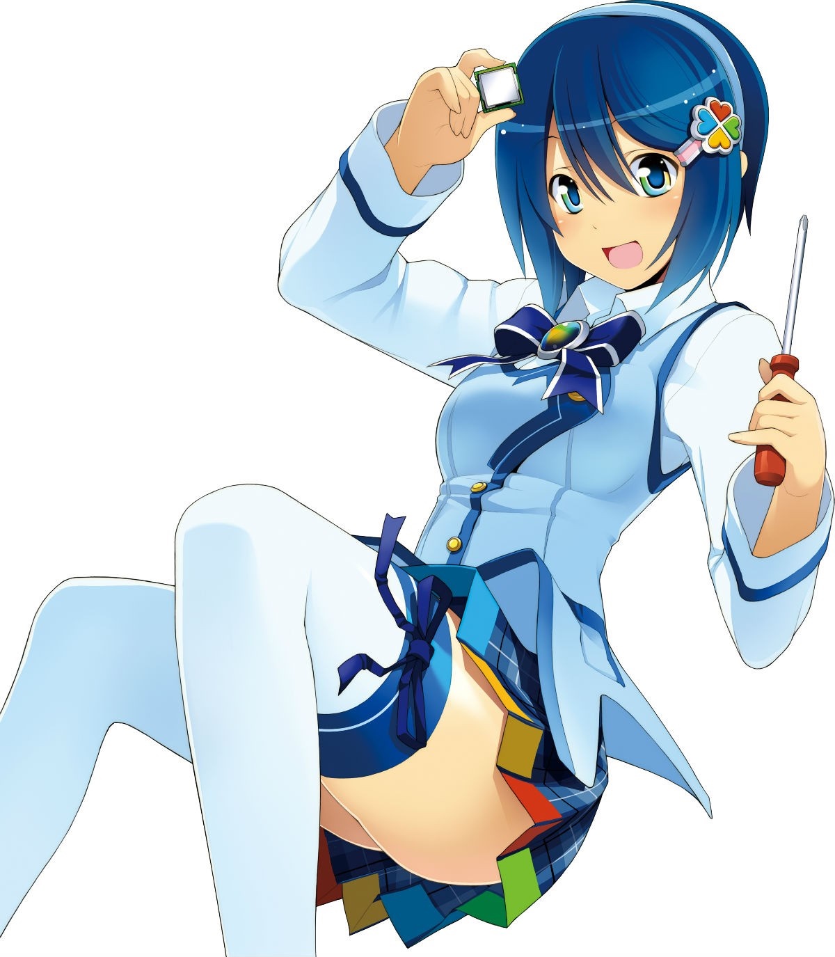 Madobe Nanami from Windows 7 holding a CPU and screwdriver HD Wallpaper