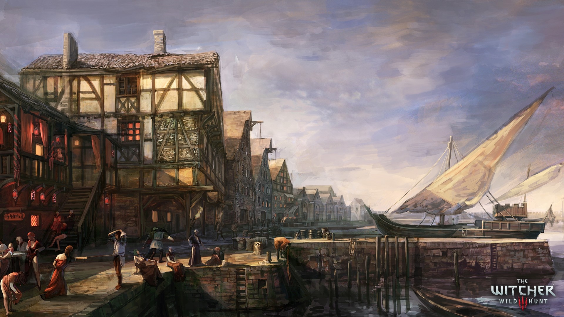 The Witcher 3: Wild Hunt - Harbor Town Scene HD Wallpaper