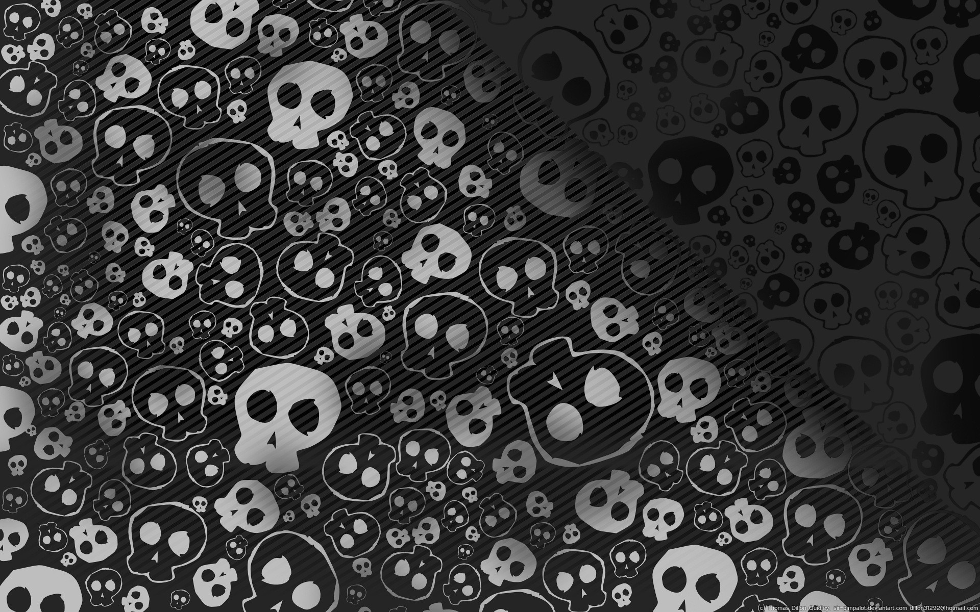 Monochrome pattern of skulls with diagonal lines HD Wallpaper