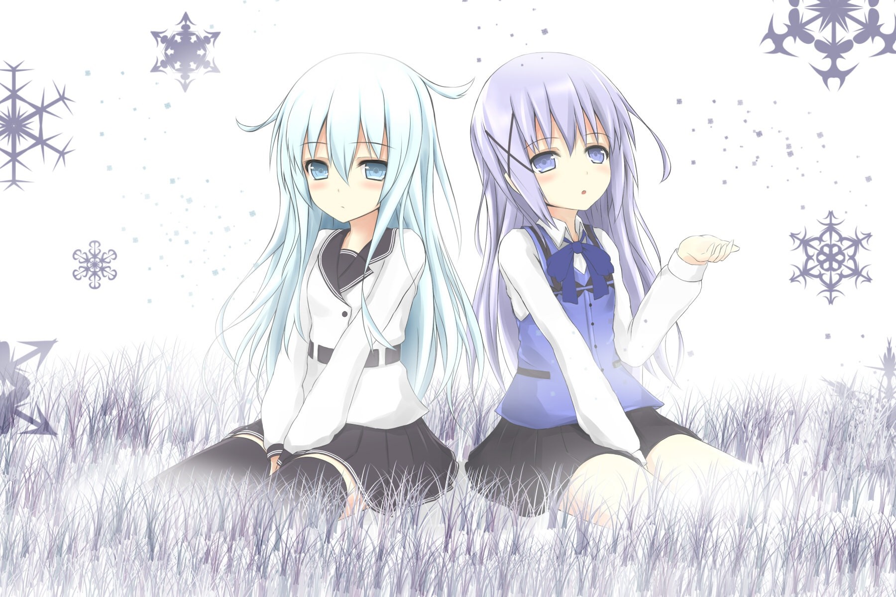 Two anime girls in winter setting HD Wallpaper