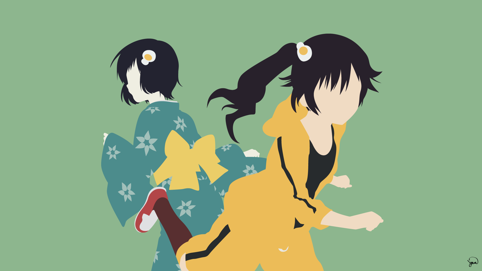 Araragi Karen and Araragi Tsukihi from Monogatari Series HD Wallpaper
