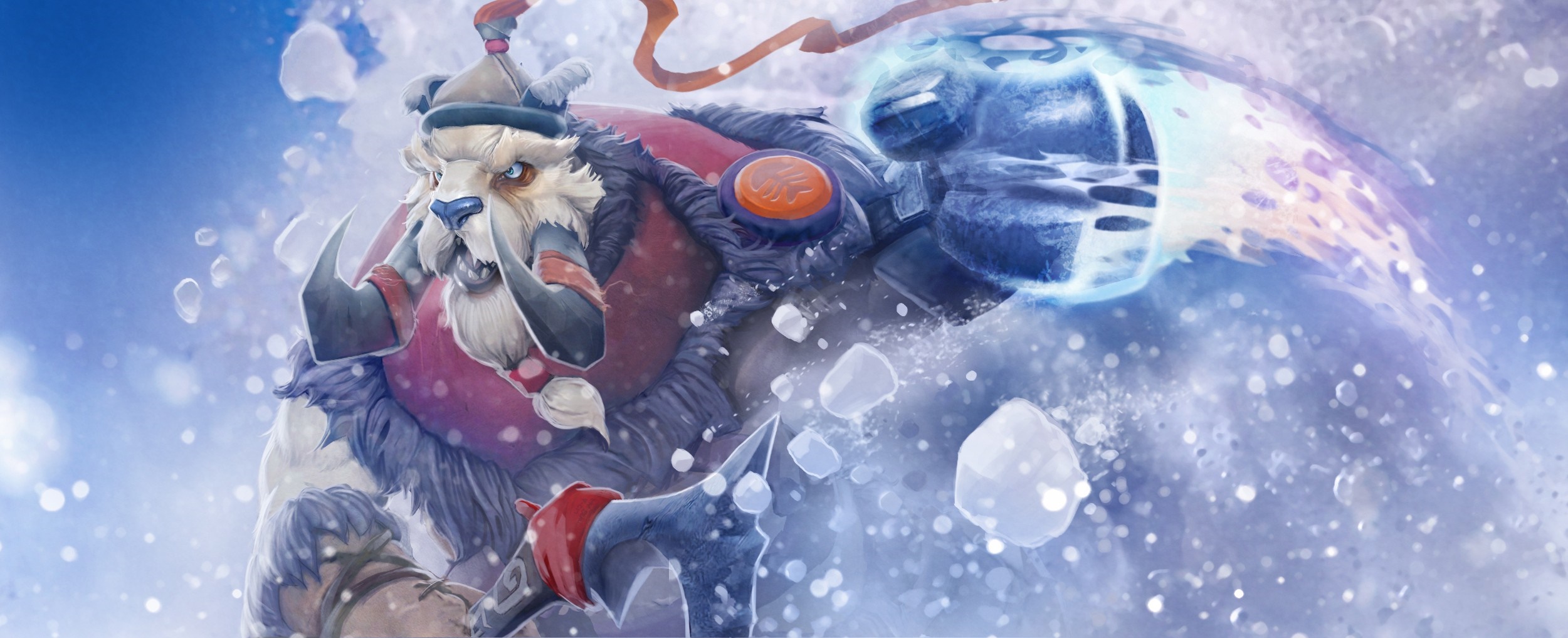 Bear-like character with ice magic in snow HD Wallpaper