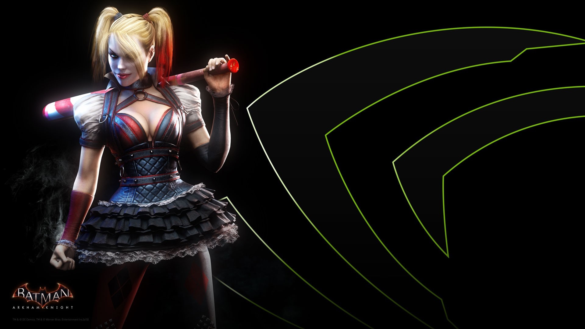 Harley Quinn from Batman Arkham Knight with baseball bat HD Wallpaper
