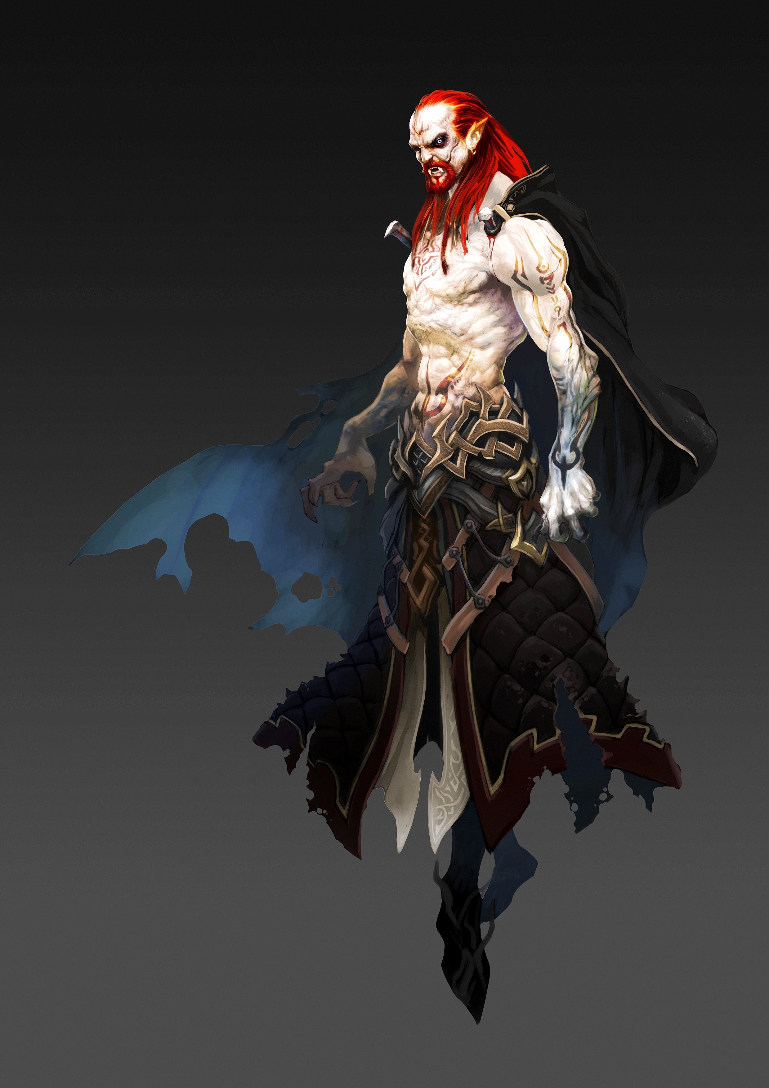 Aion character with red hair and tattered clothing HD Wallpaper