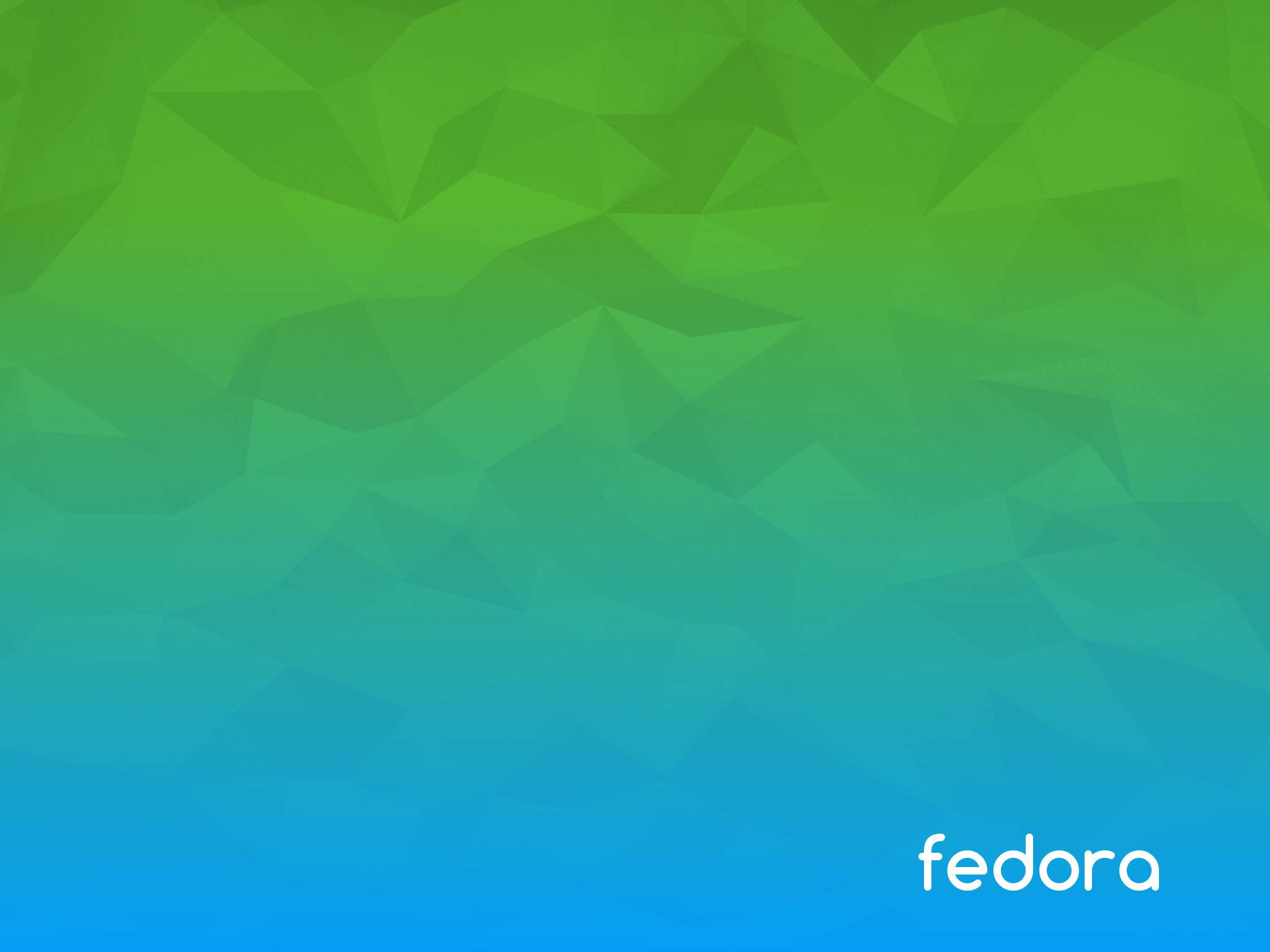 Fedora logo on a polygonal green and blue background HD Wallpaper