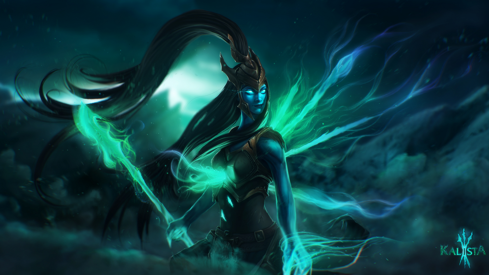 Kalista from League of Legends with a spear HD Wallpaper