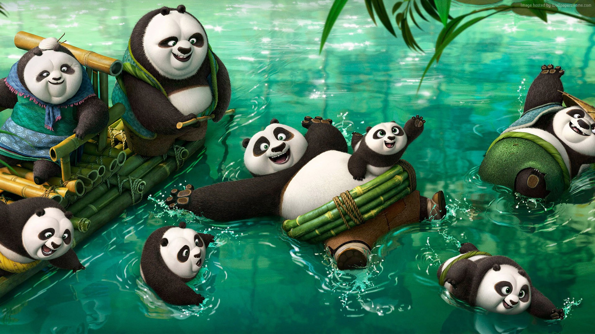 Kung Fu Panda 3 Po Family in Water HD Wallpaper