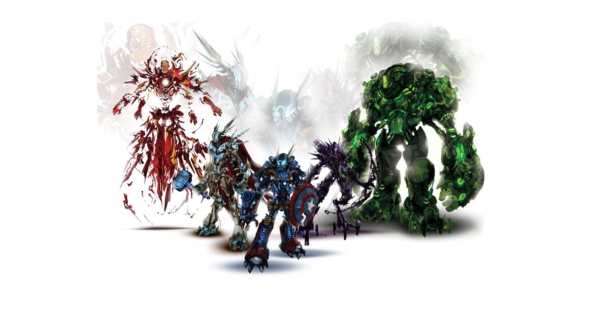 Marvel Comics Mecha: Iron Man, Thor, Captain America, Hulk HD Wallpaper