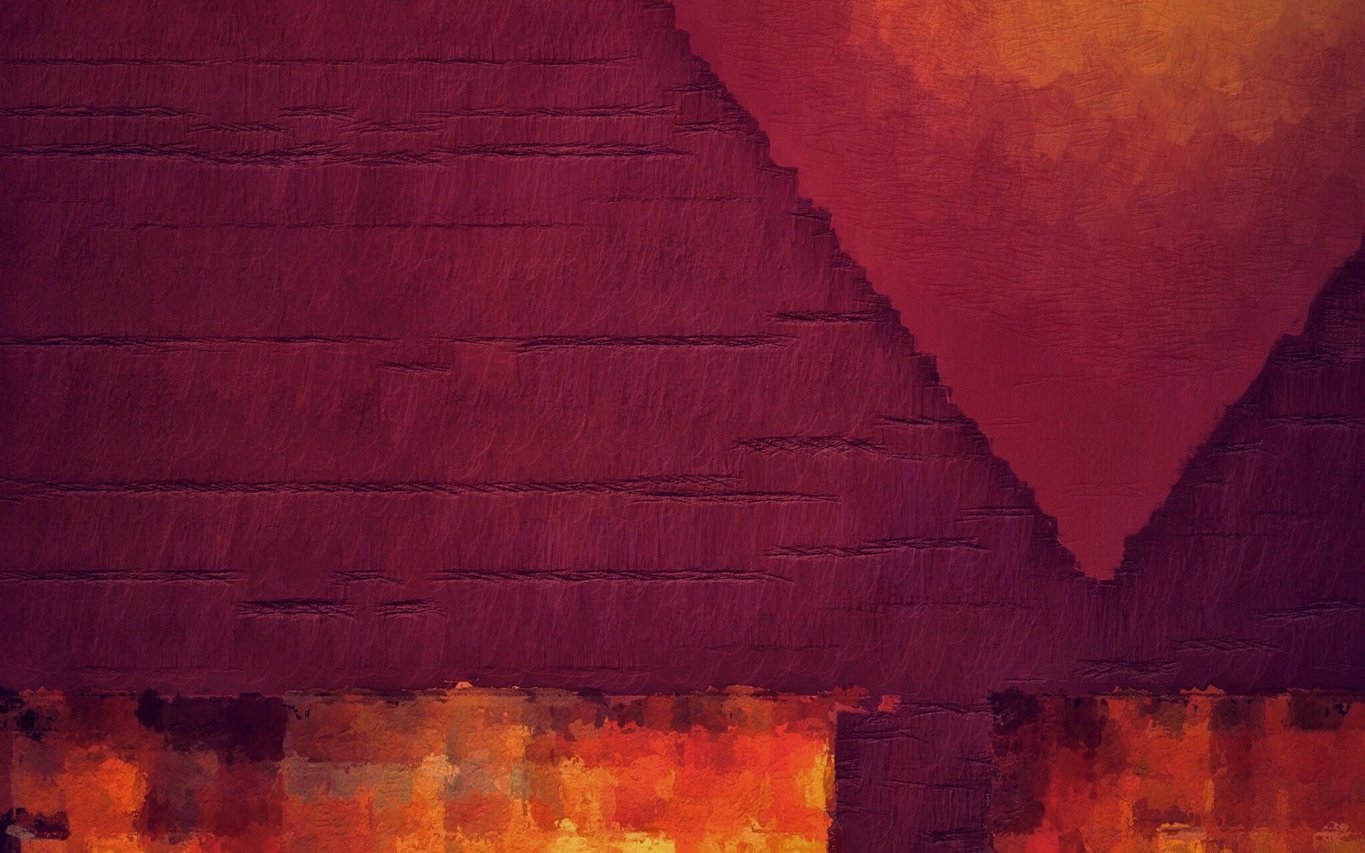 Abstract painting with red and orange textures HD Wallpaper