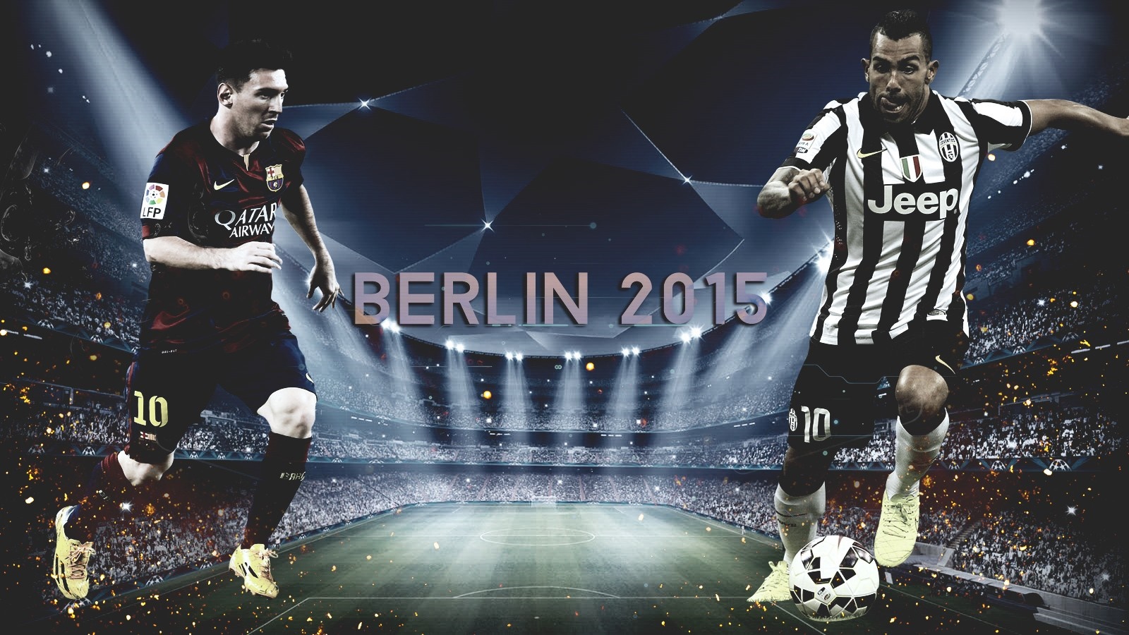 Lionel Messi and Carlos Tevez in Berlin 2015 HD Wallpaper