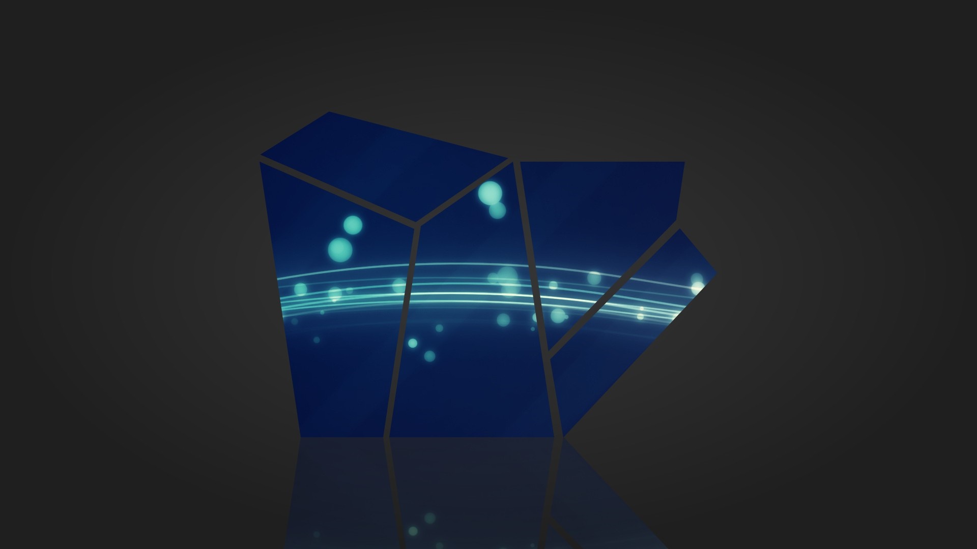 Abstract blue geometric shape with light streaks and circles HD Wallpaper