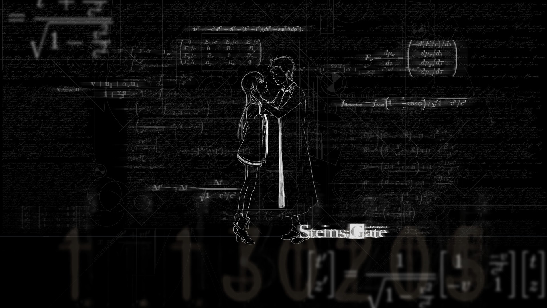 Steins;Gate anime screenshot with mathematical equations HD Wallpaper