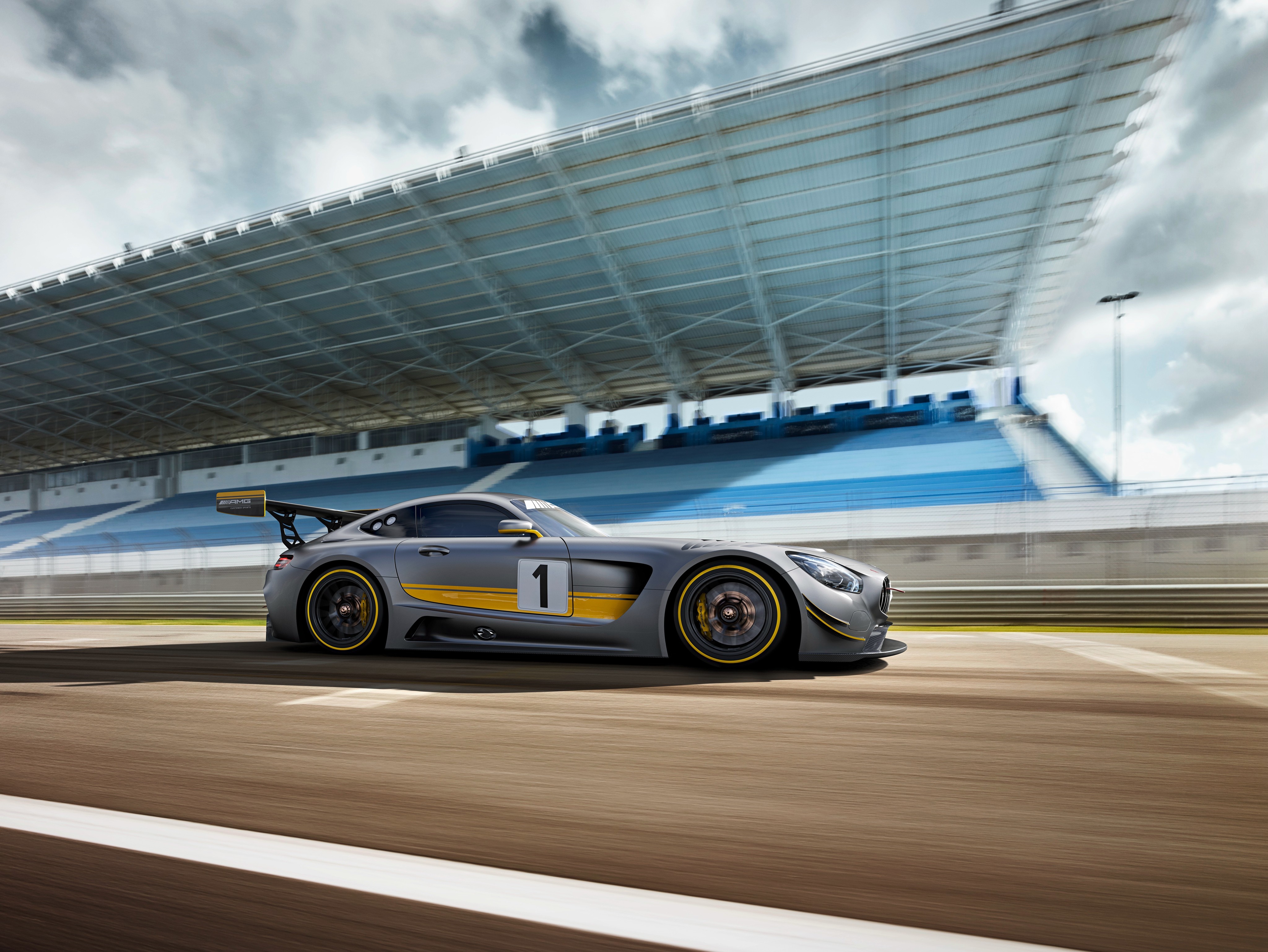 Mercedes-AMG GT3 race car on a track HD Wallpaper