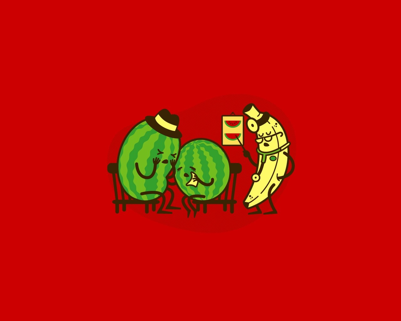 Watermelons at the doctor's office with a banana doctor HD Wallpaper
