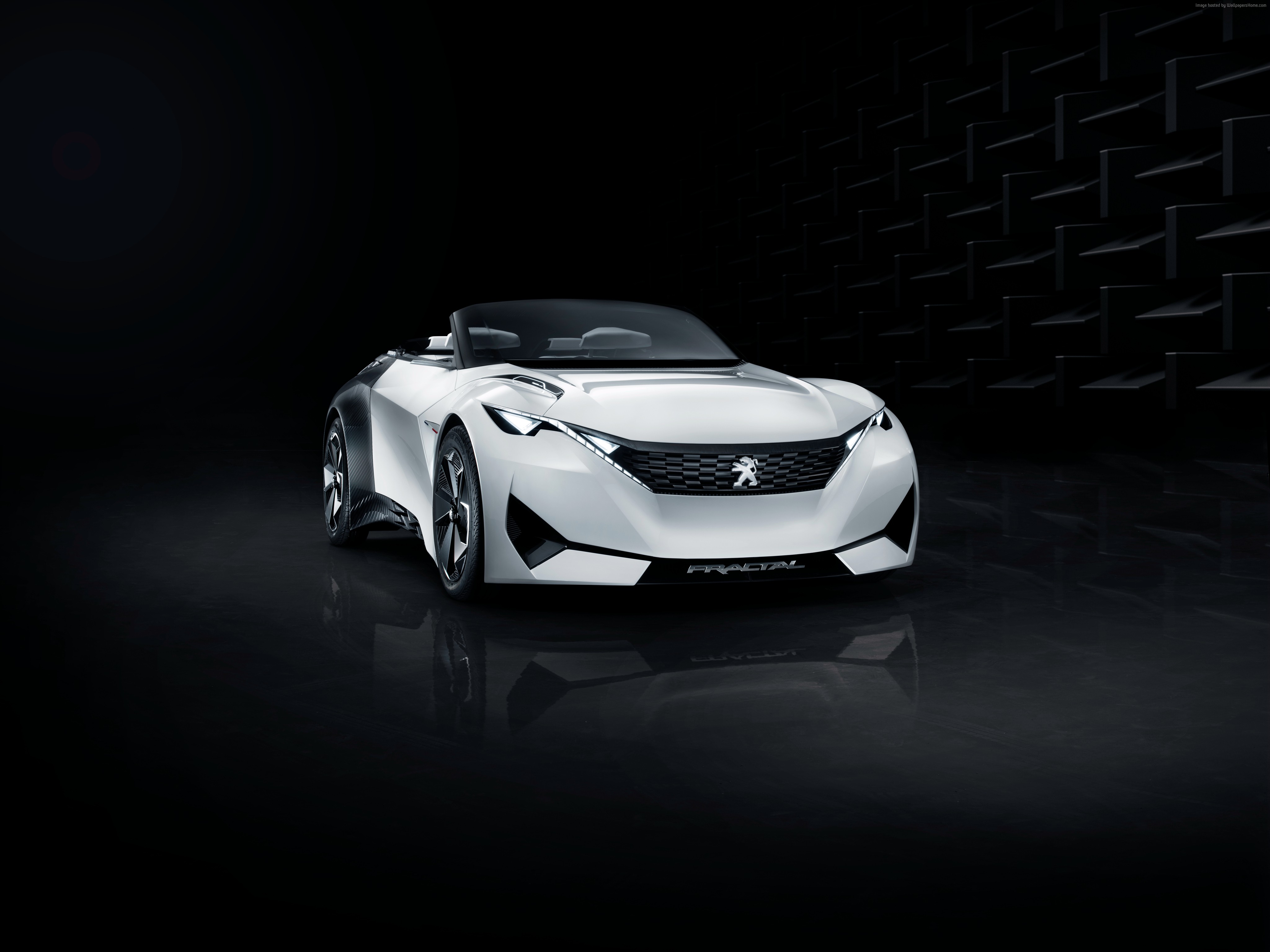 White Peugeot Fractal concept car on black background HD Wallpaper