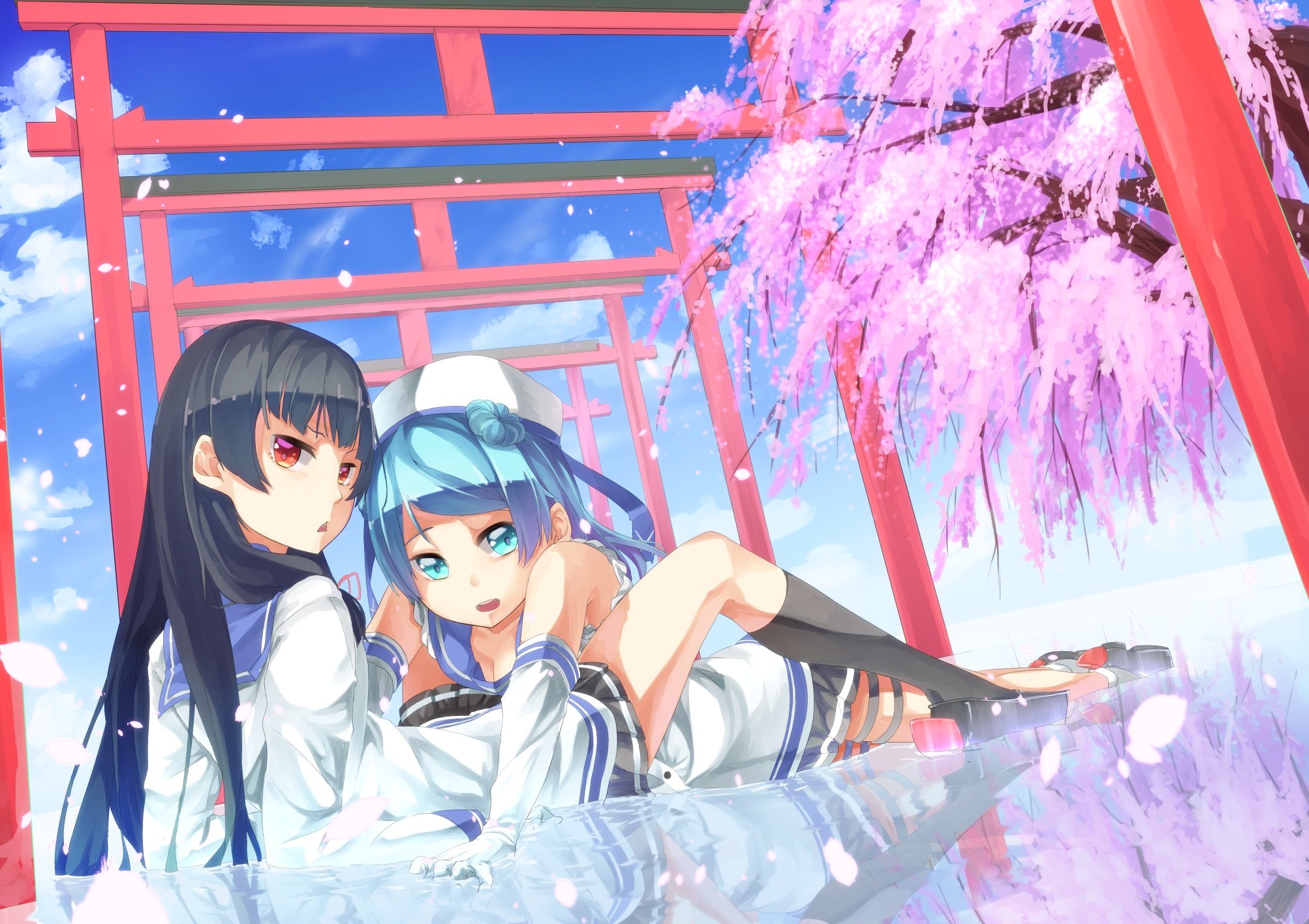 Isokaze KanColle from Kantai Collection with a friend HD Wallpaper