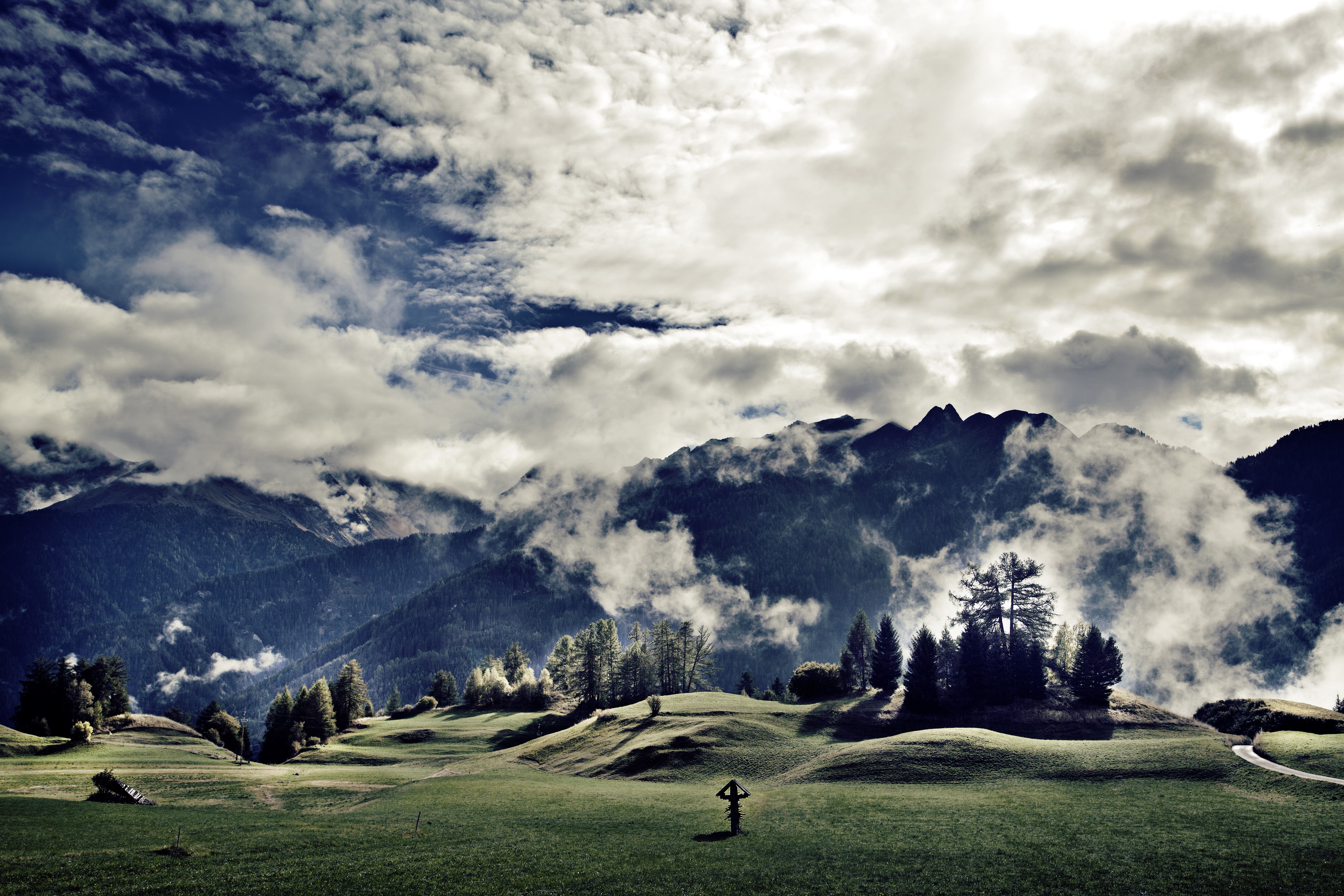 clouds, 5k, mountains, meadows, Tirol, 8k, Austria, 4k HD Wallpaper