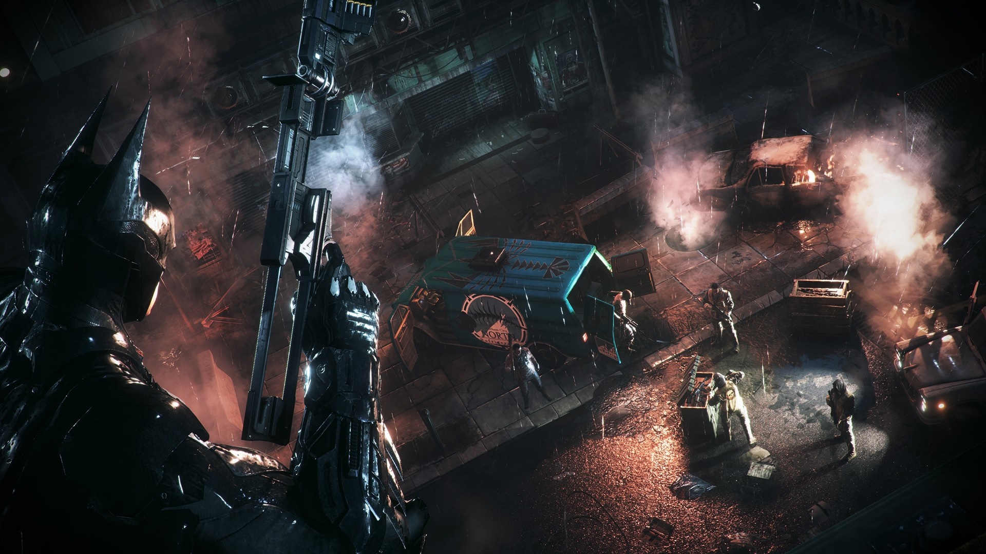 Batman from Batman Arkham Knight in Gotham City HD Wallpaper