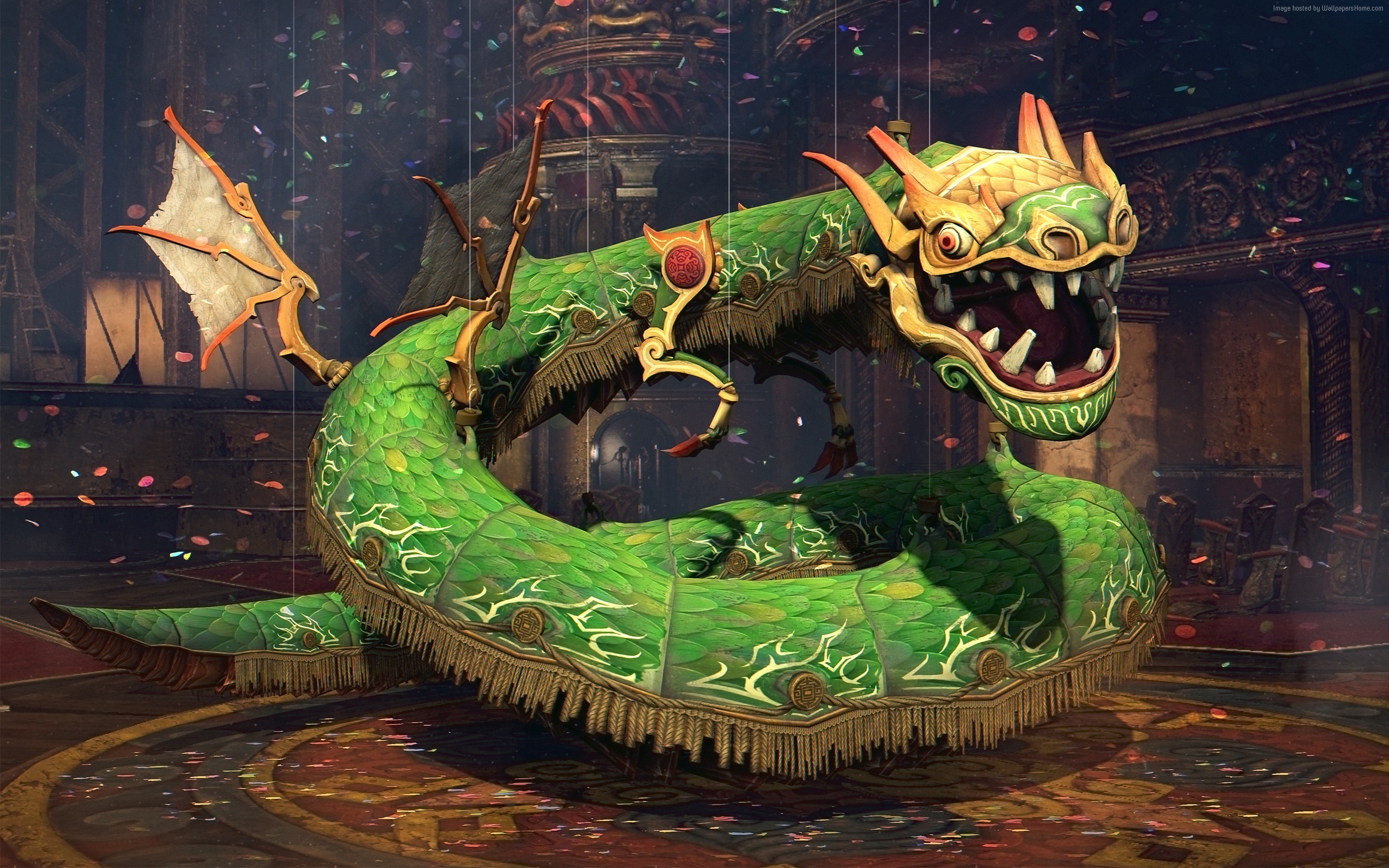 Green Dragon Puppet in a Festival HD Wallpaper