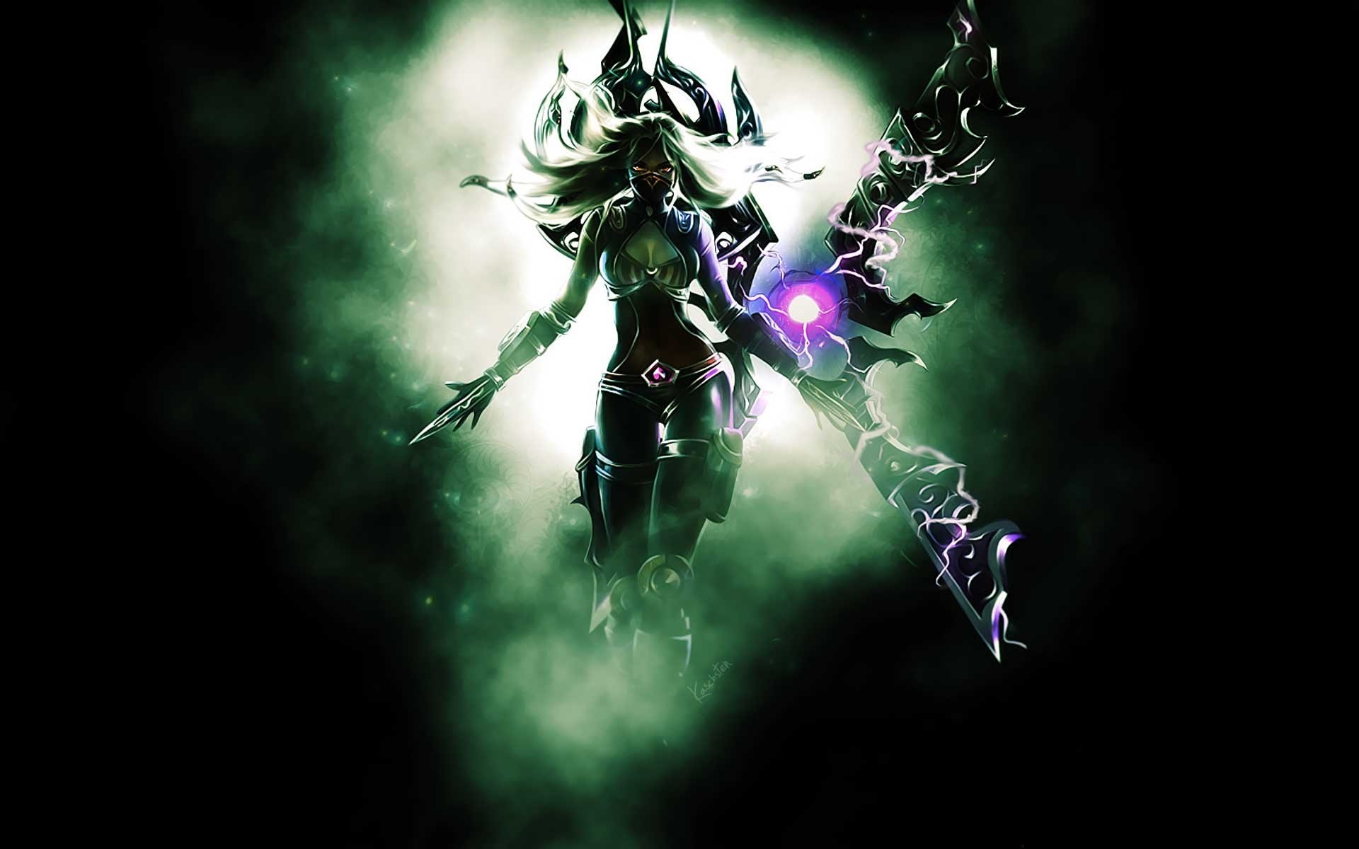 Irelia from League of Legends with a glowing bow HD Wallpaper