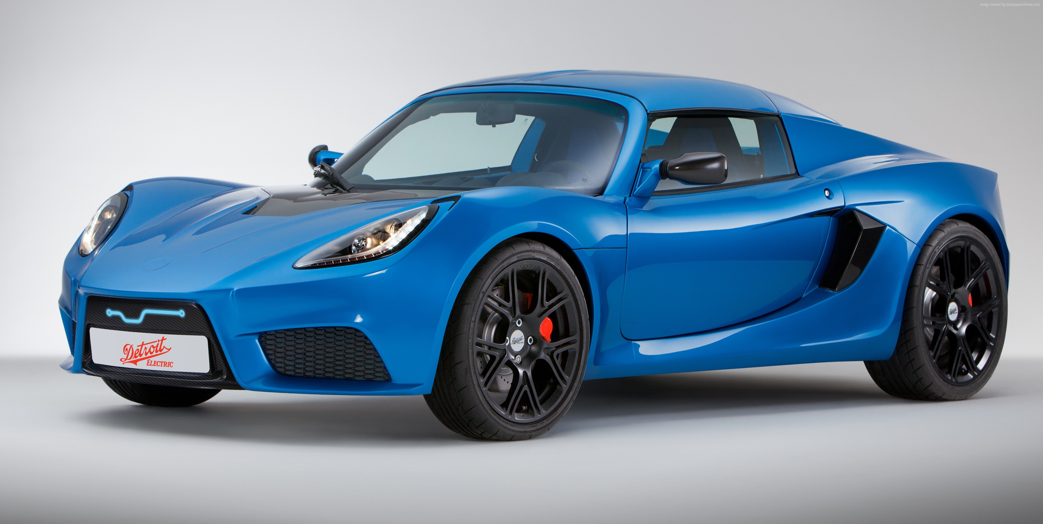 Blue Detroit Electric SP:01 electric sports car HD Wallpaper