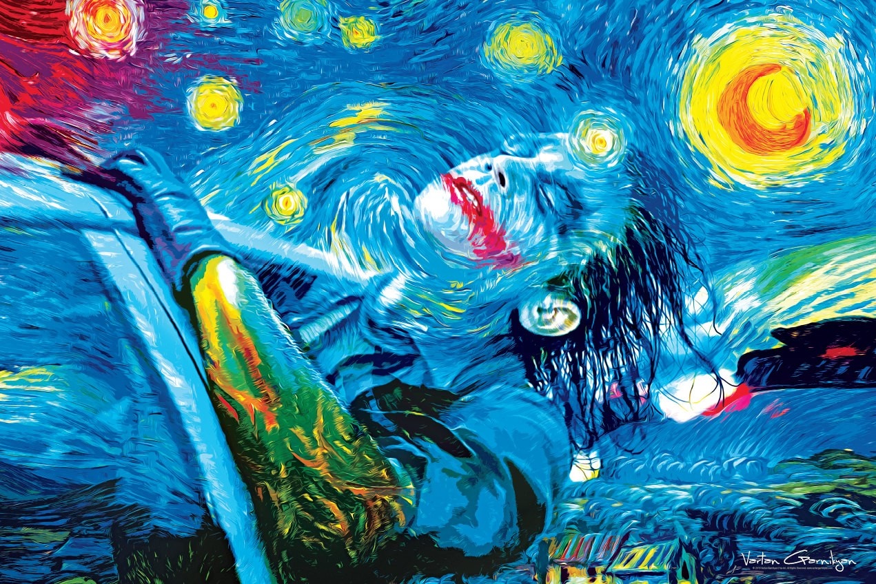 Joker in Starry Night style painting HD Wallpaper