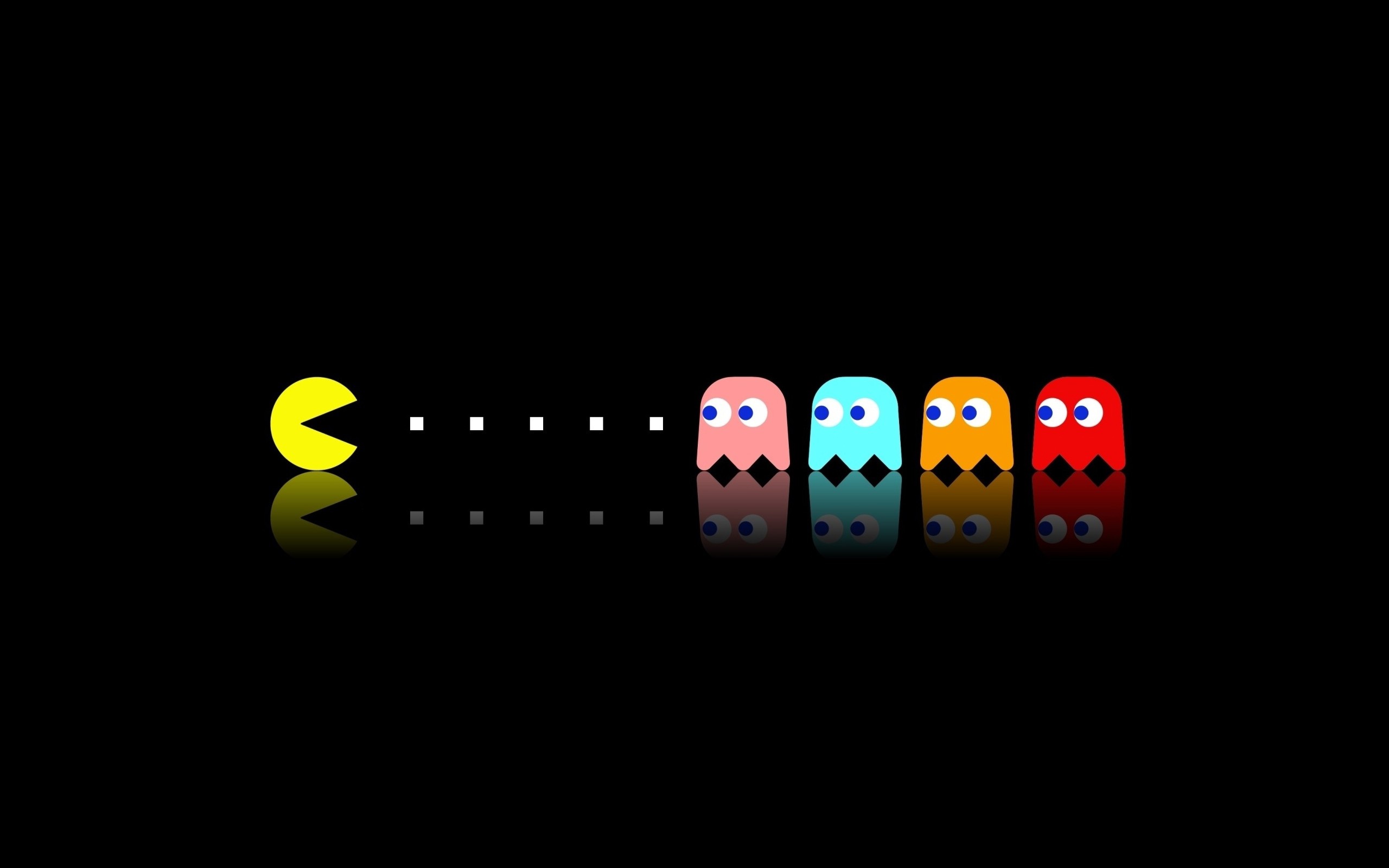 Pac-Man and ghosts with reflections HD Wallpaper