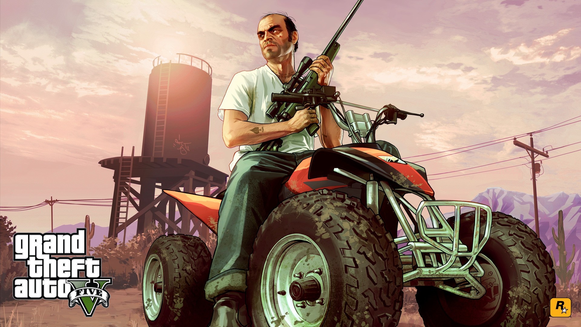 Trevor Philips from Grand Theft Auto V on an ATV HD Wallpaper