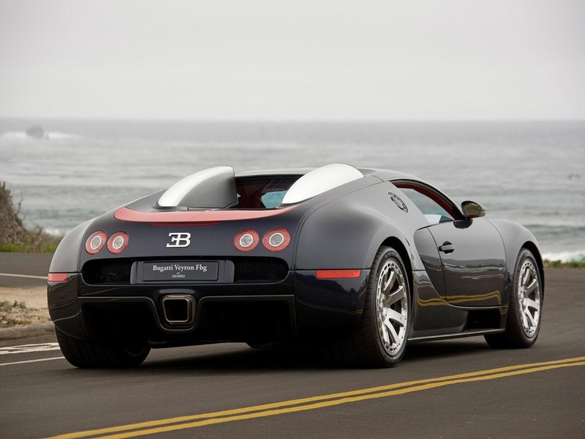 Bugatti Veyron Fbg on a coastal road HD Wallpaper