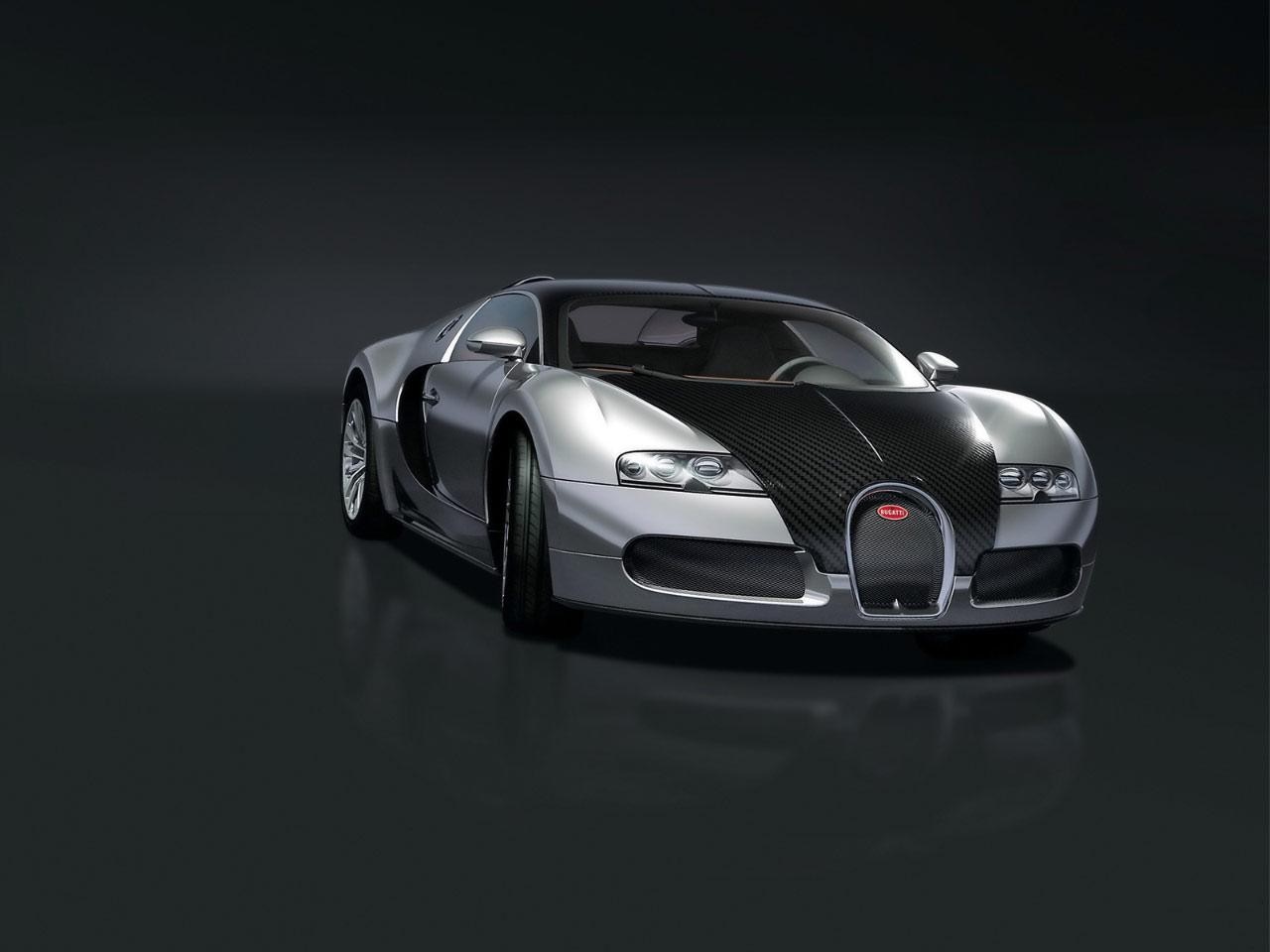 Bugatti Veyron sports car with carbon fiber hood HD Wallpaper