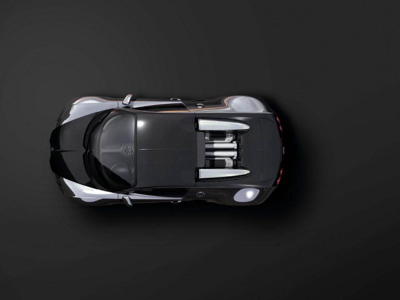 Top view of a black Bugatti Veyron HD Wallpaper