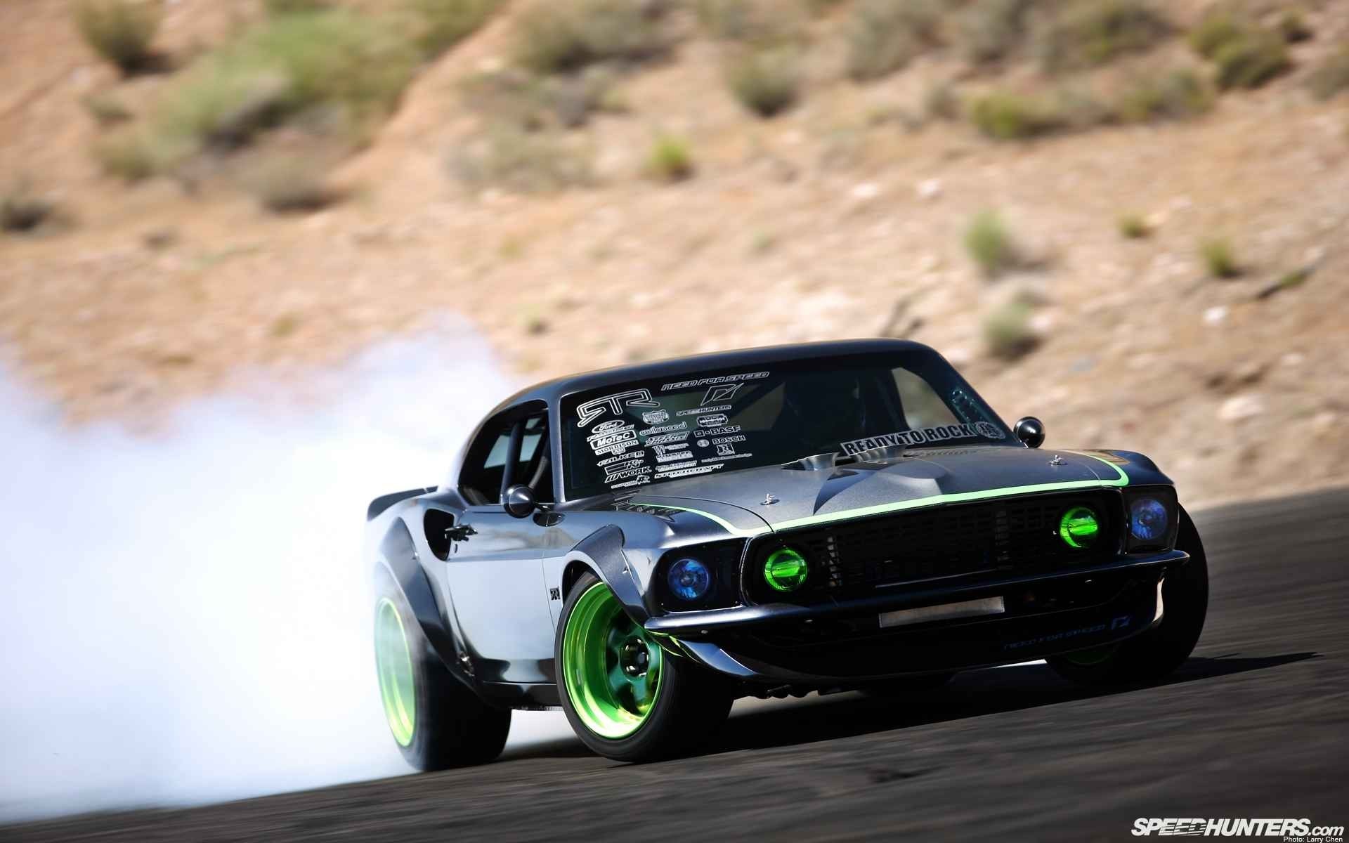 Ford Mustang drifting with smoke HD Wallpaper