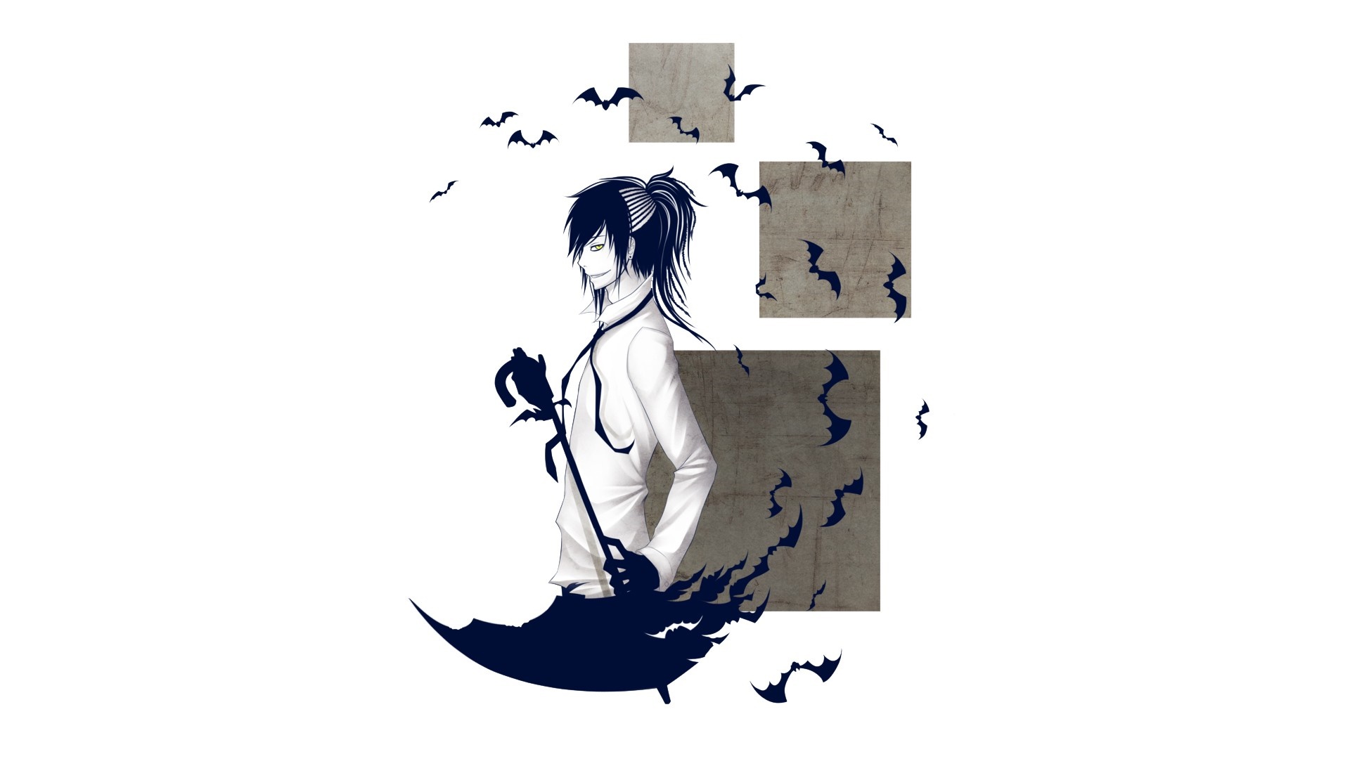 Anime character with scythe and bats HD Wallpaper