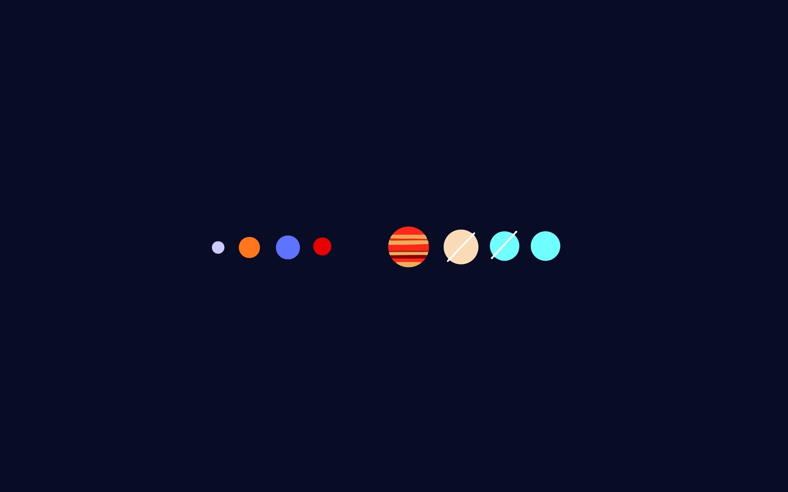 Minimalist solar system planets on dark background HD Wallpaper
