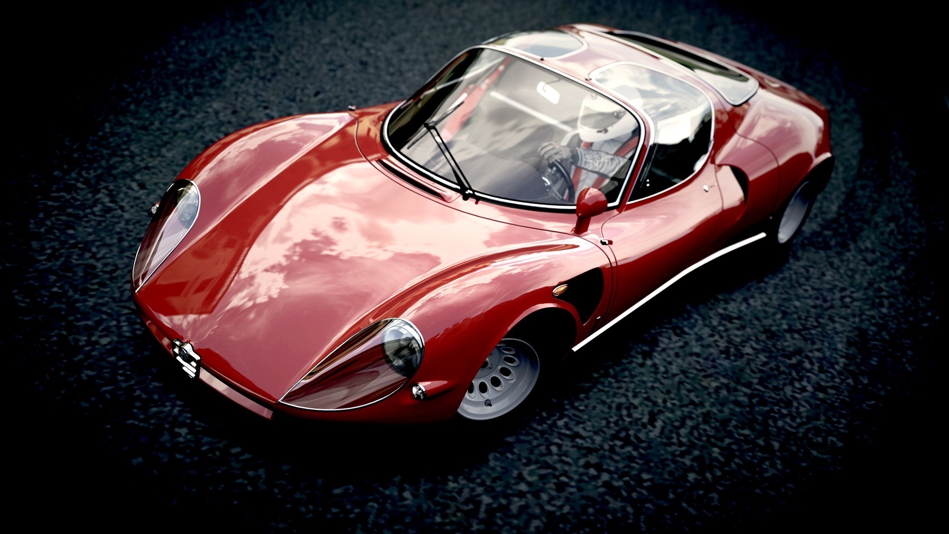 Red Alfa Romeo 33 Stradale sports car HD Wallpaper