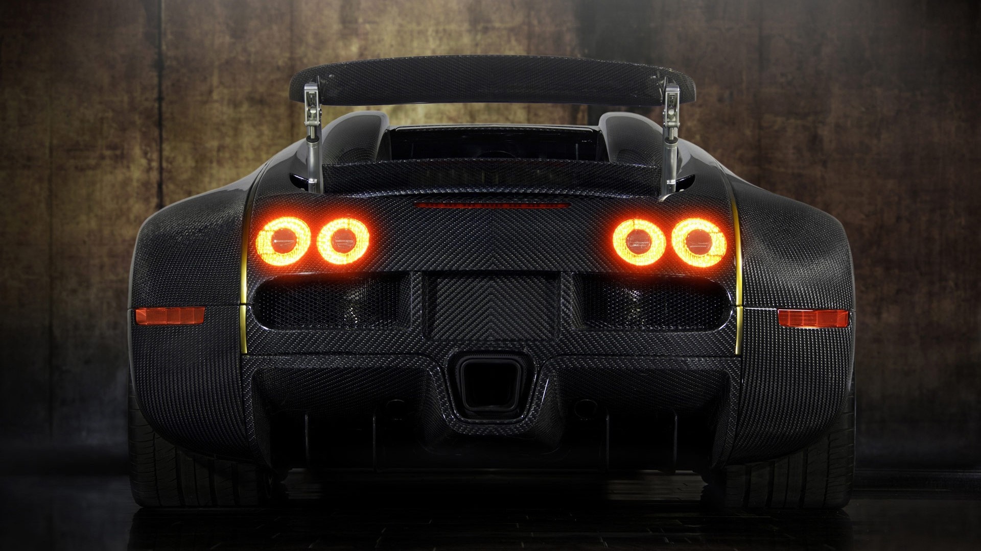 Bugatti Veyron Carbon Fiber Supercar Rear View HD Wallpaper