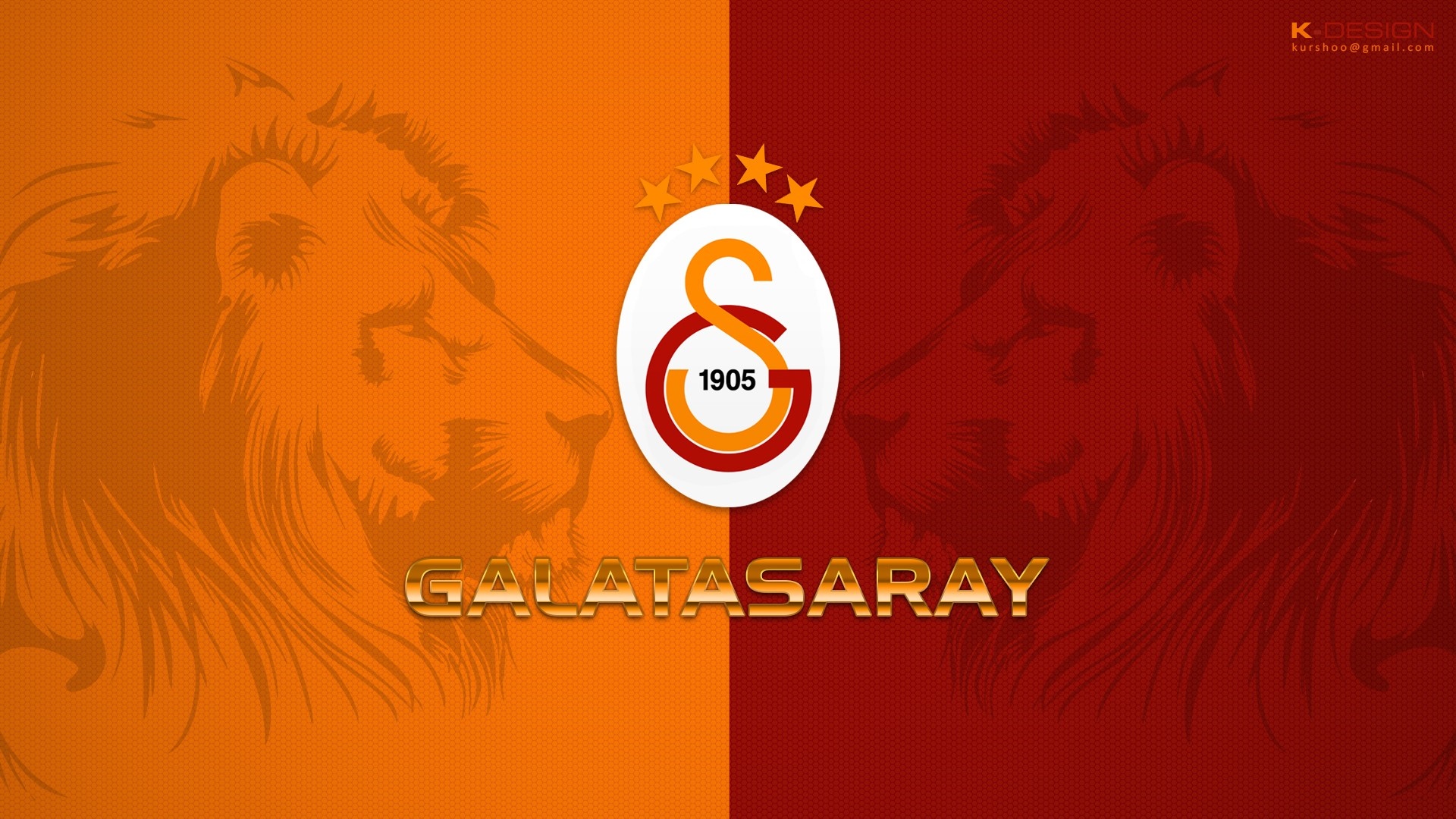 Galatasaray S.K. logo with lions and text HD Wallpaper