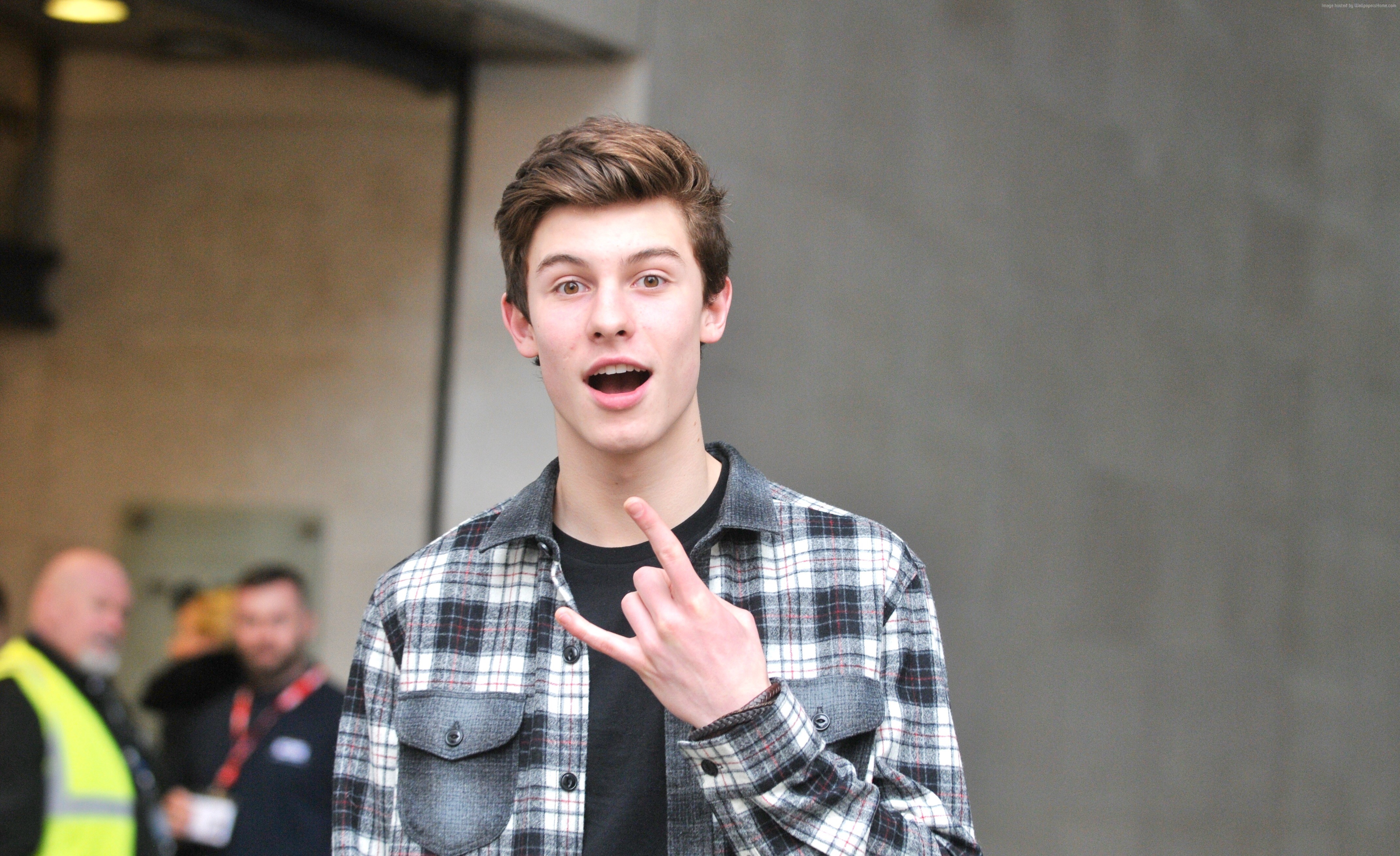 Shawn Mendes wearing a plaid shirt HD Wallpaper