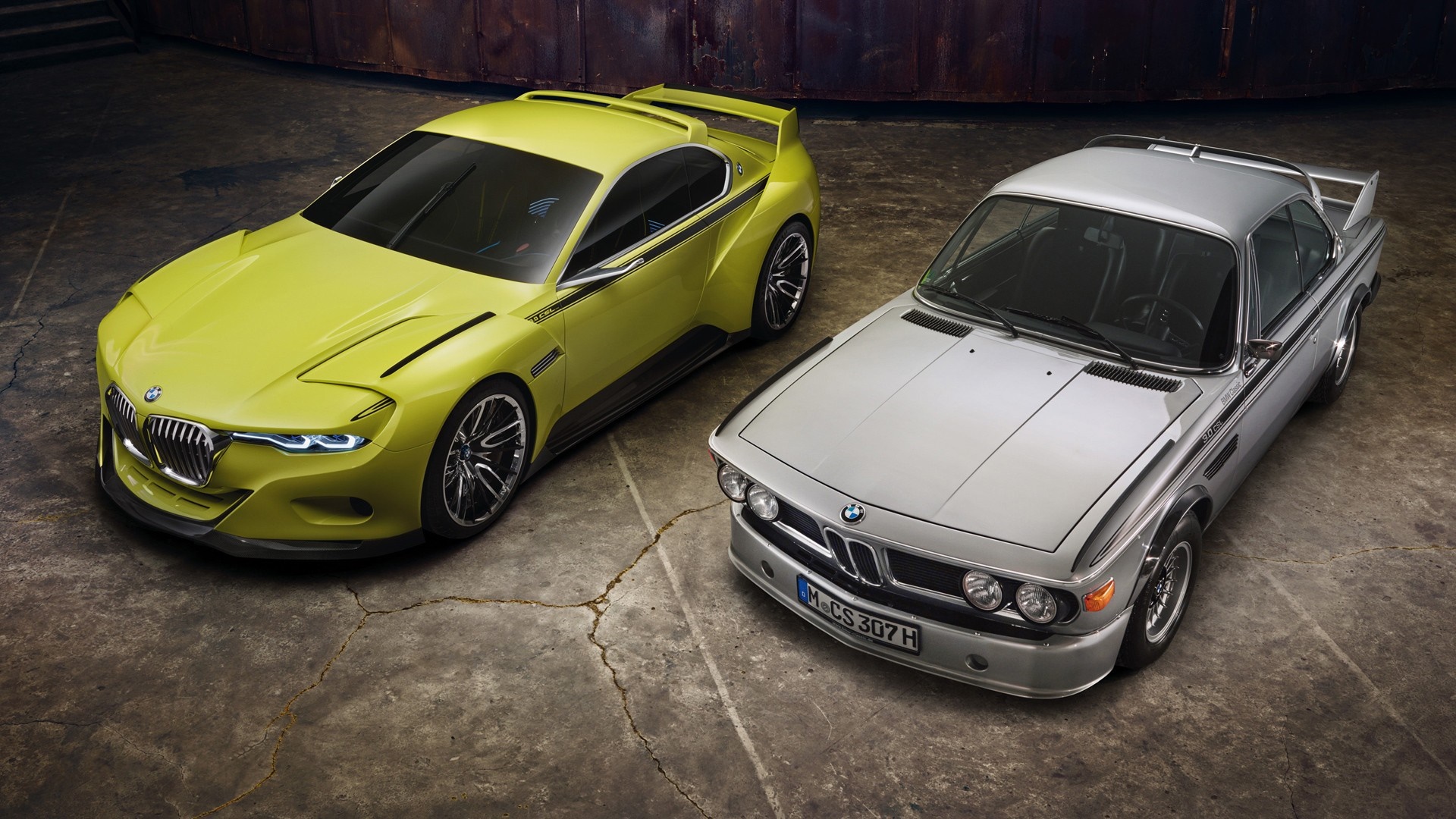 BMW 3.0 CSL and modern BMW concept car HD Wallpaper