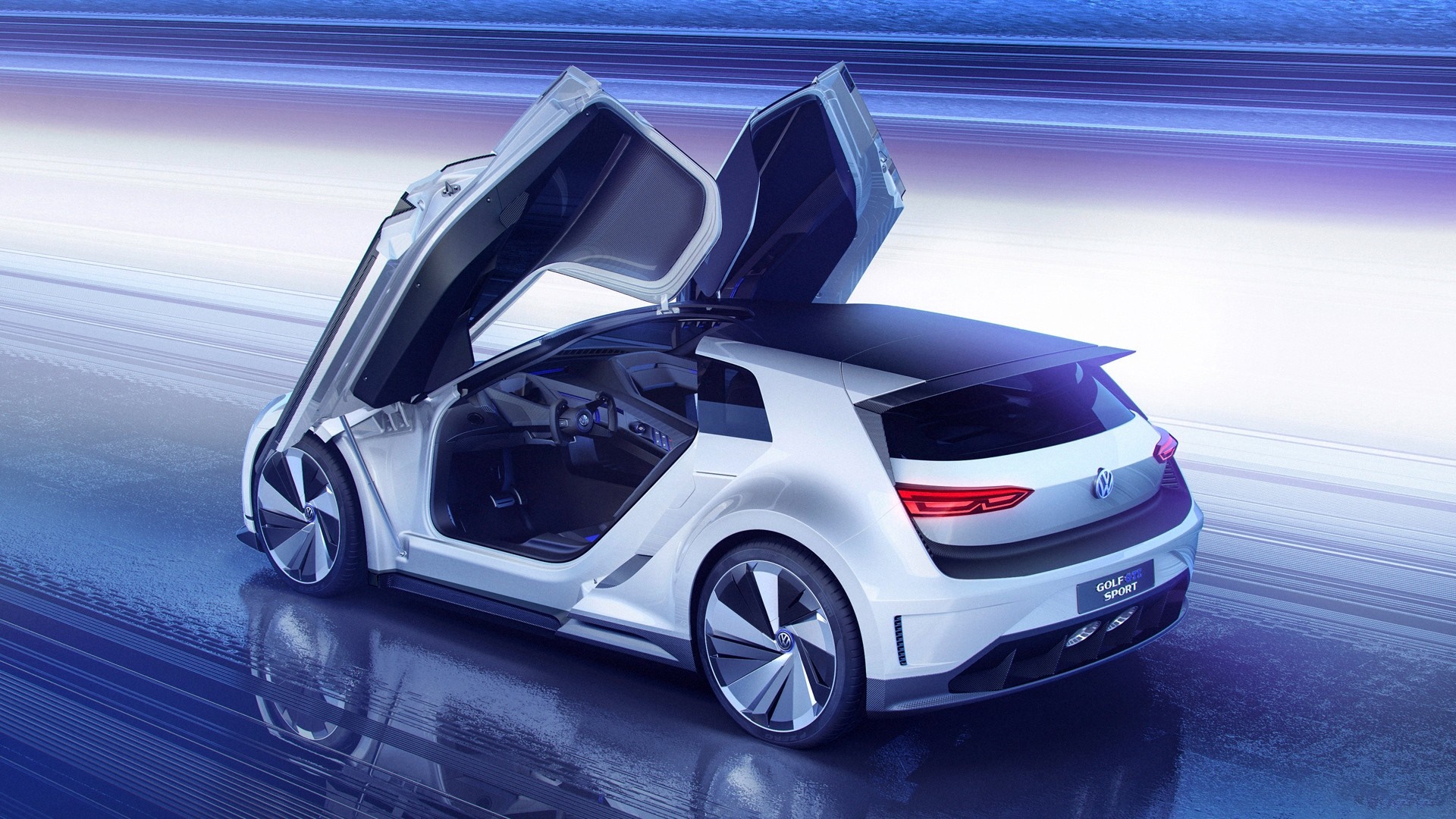 Volkswagen Golf GTE Sport concept car with doors open HD Wallpaper