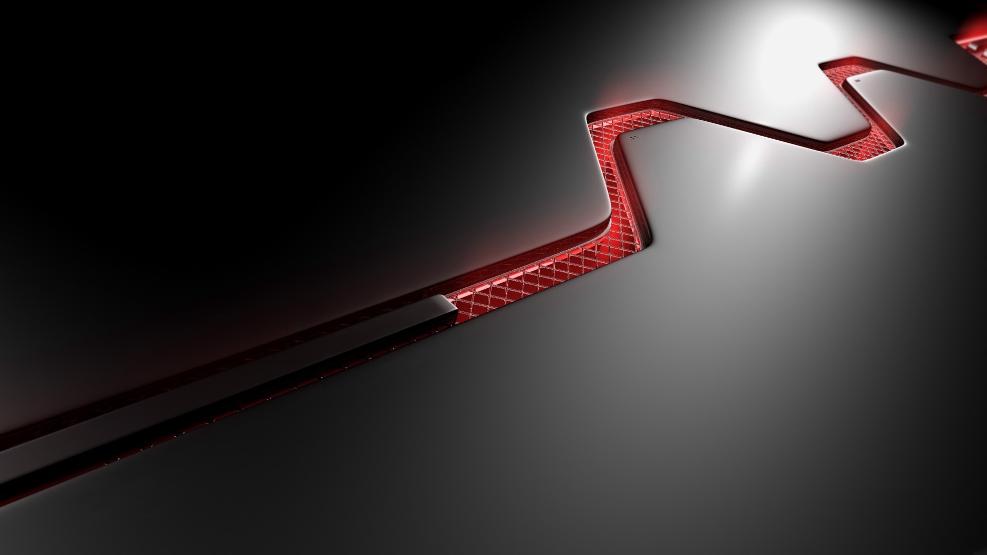 Abstract dark metallic surface with red glowing lines HD Wallpaper