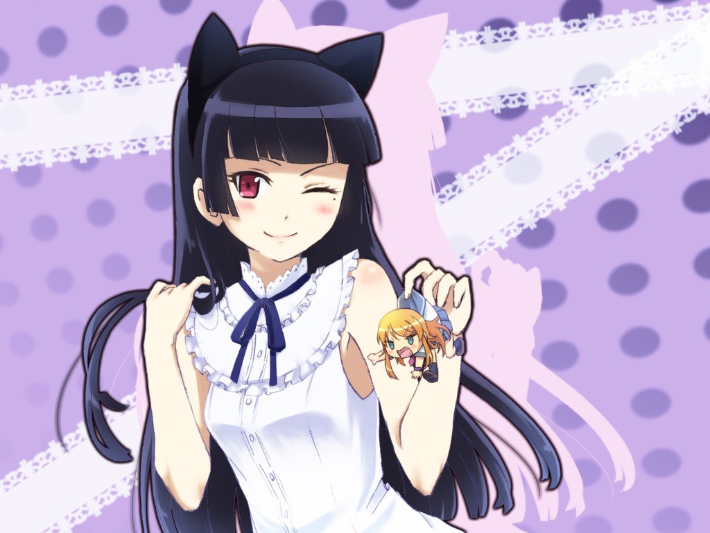 Gokou Ruri from Ore no Imouto ga Konnani Kawaii Wake ga Nai holding a chibi figure HD Wallpaper