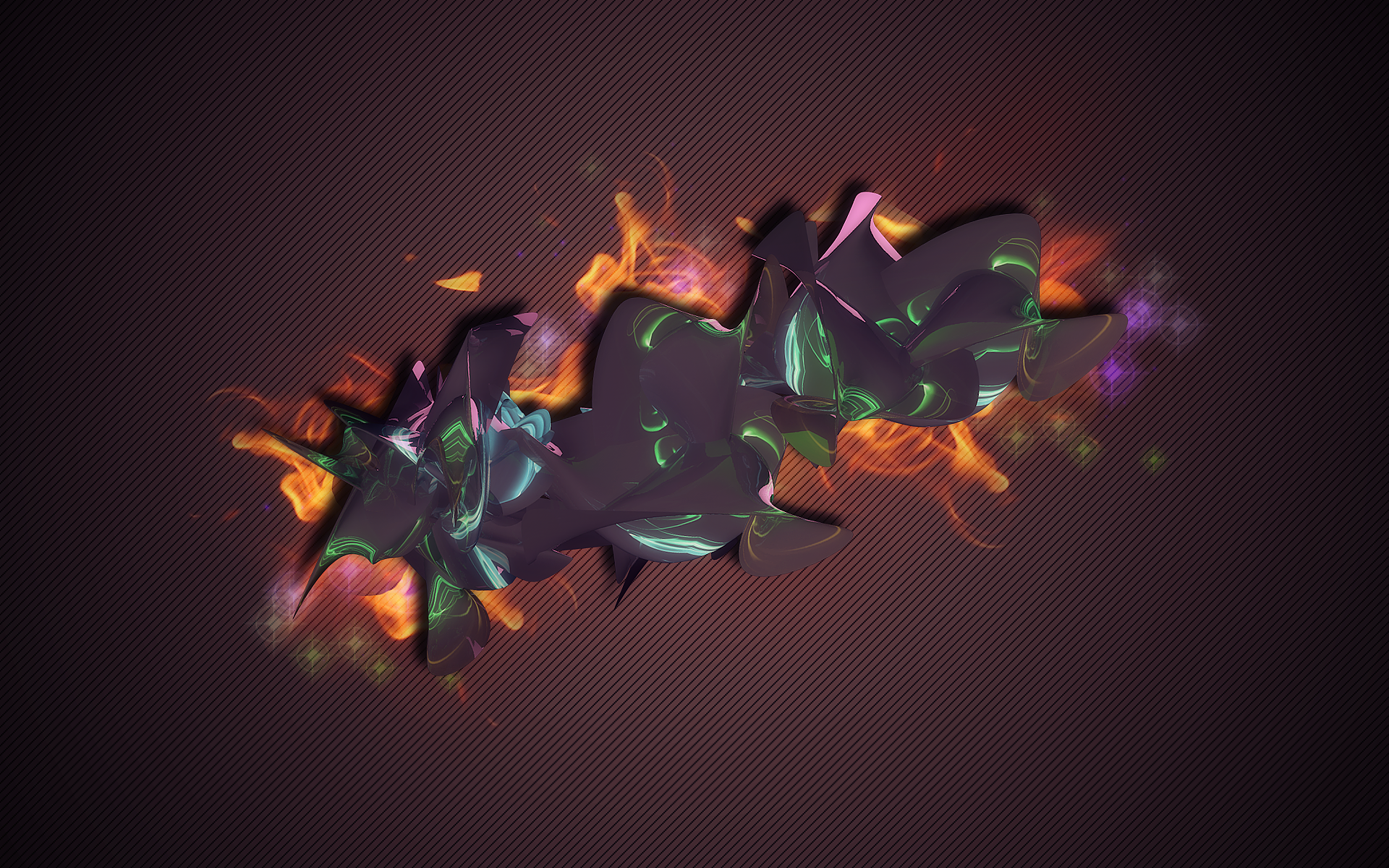 Abstract 3D render with flames and stripes HD Wallpaper