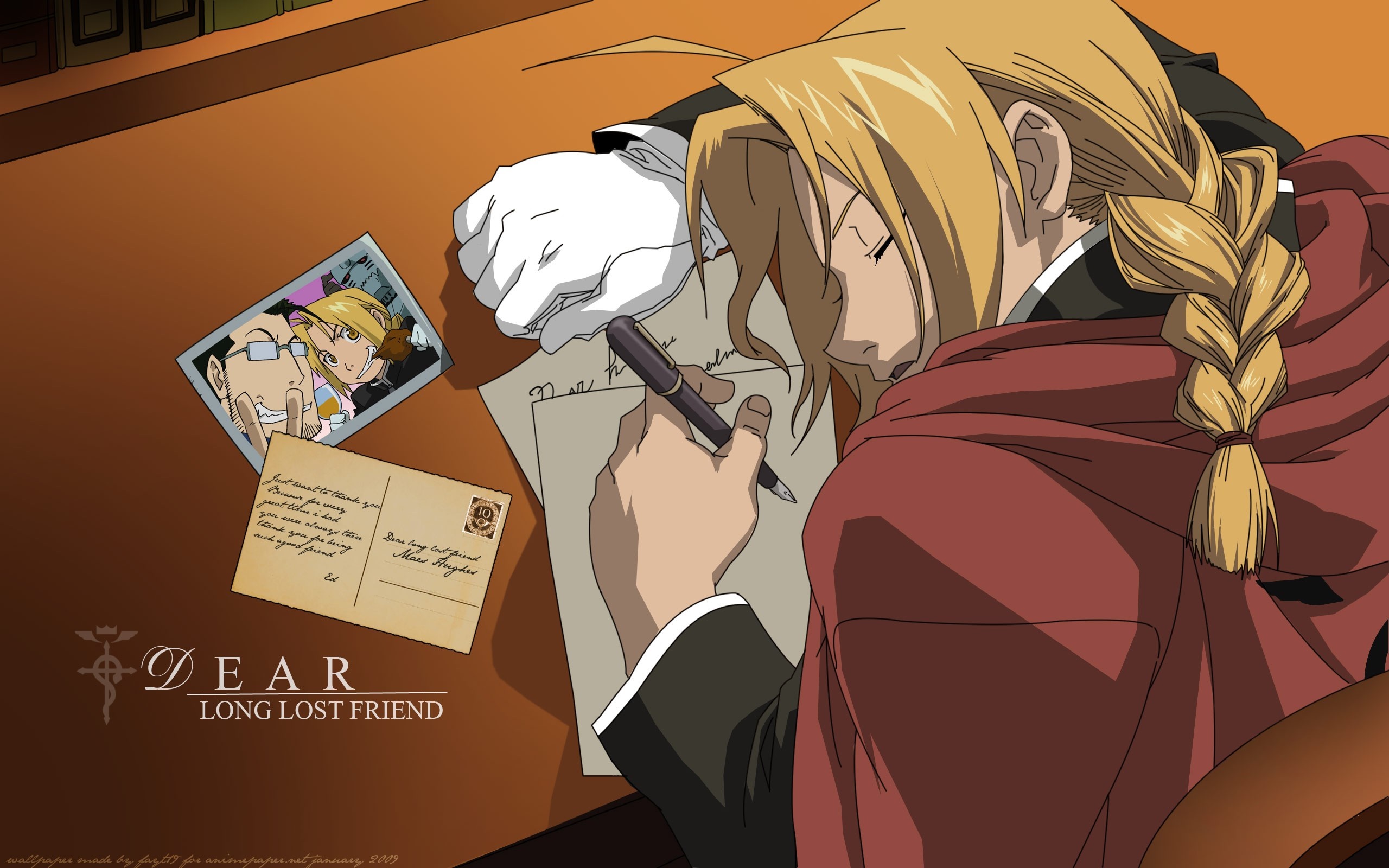 Edward Elric from Full Metal Alchemist writing a letter HD Wallpaper