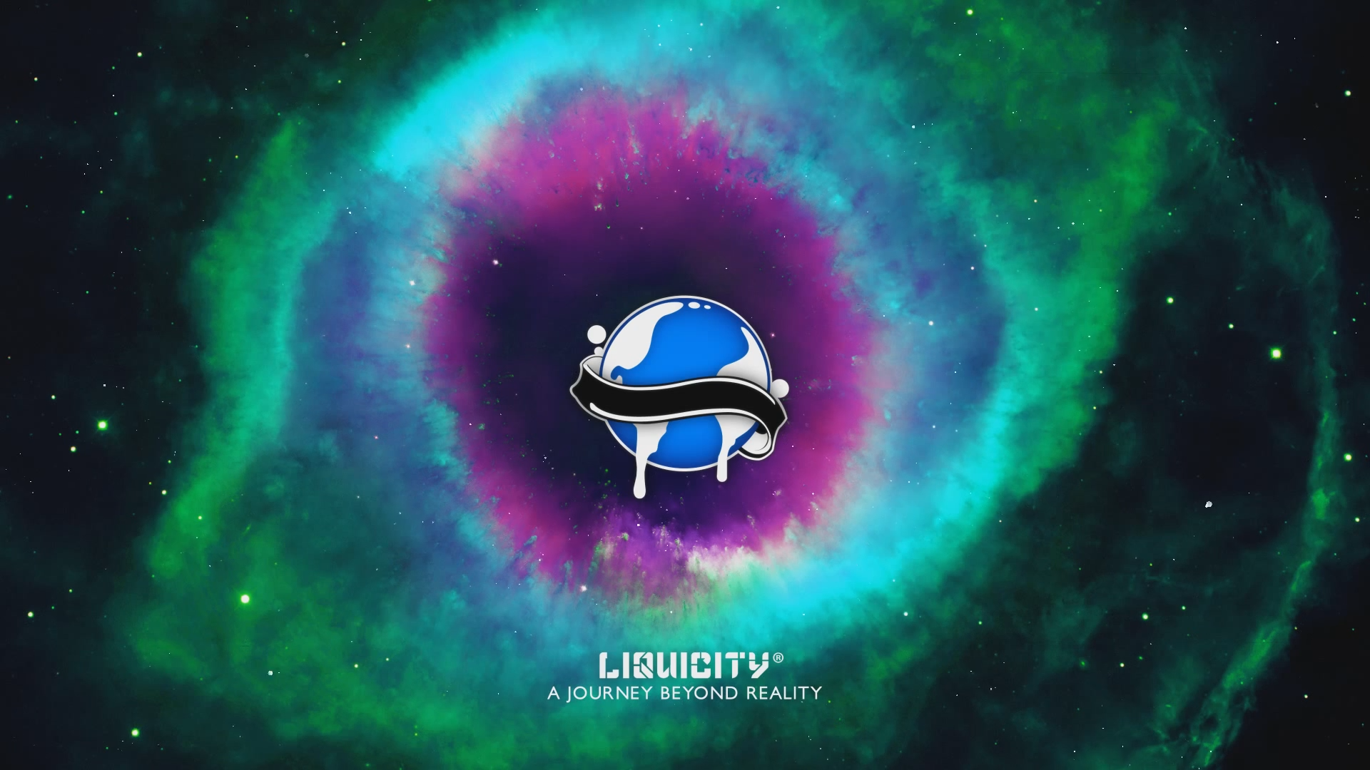 Liquicity logo in a colorful nebula HD Wallpaper