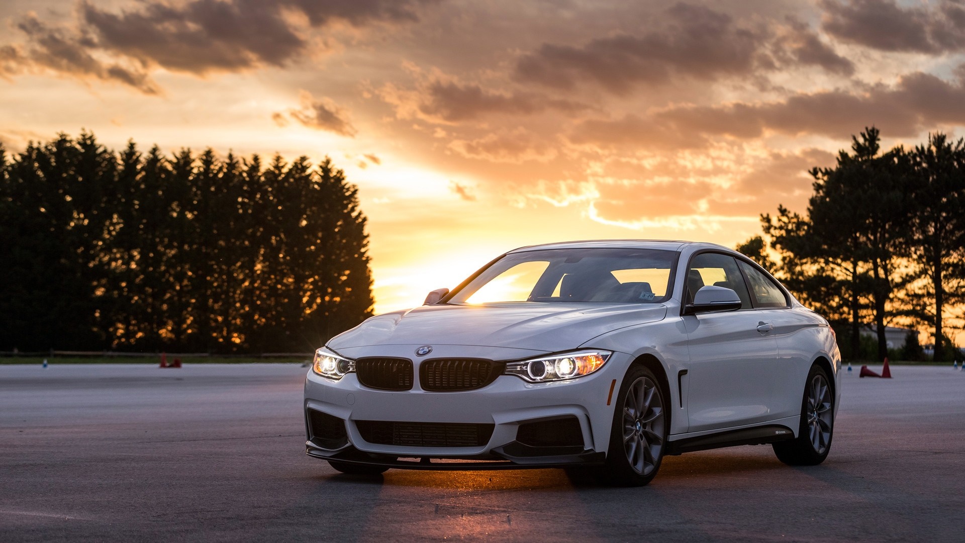 White BMW 4 Series Coupe at Sunset HD Wallpaper