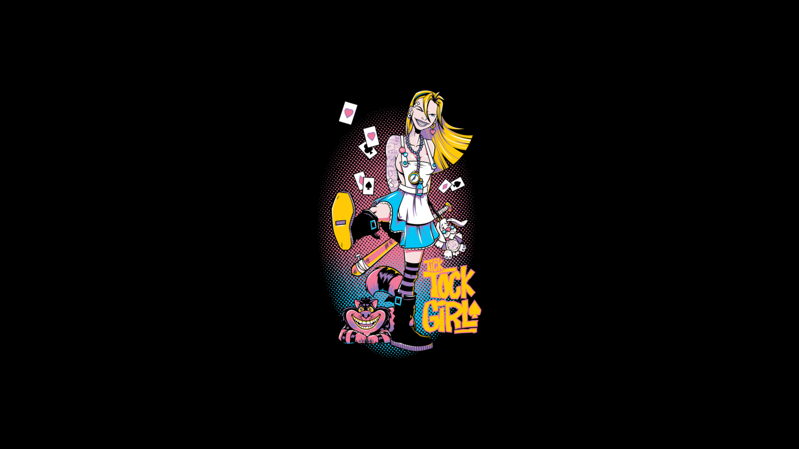 Alice in Wonderland meets Tank Girl illustration HD Wallpaper